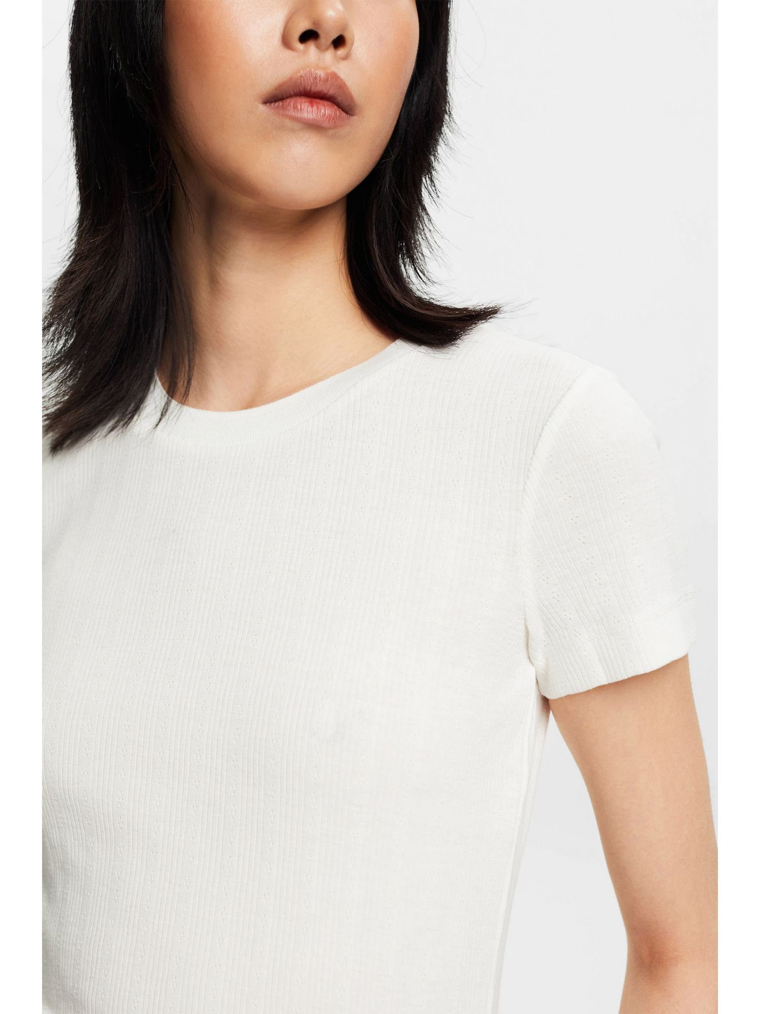 (1-tlg) OFF T-Shirt Esprit Pointelle-T-Shirt WHITE