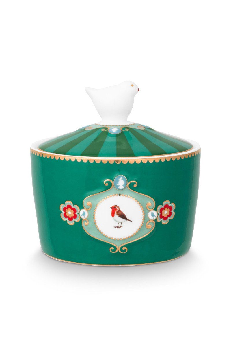 PiP Studio Zuckerdose Love Birds Medallion Zuckerdose grün 300ml, Bone China