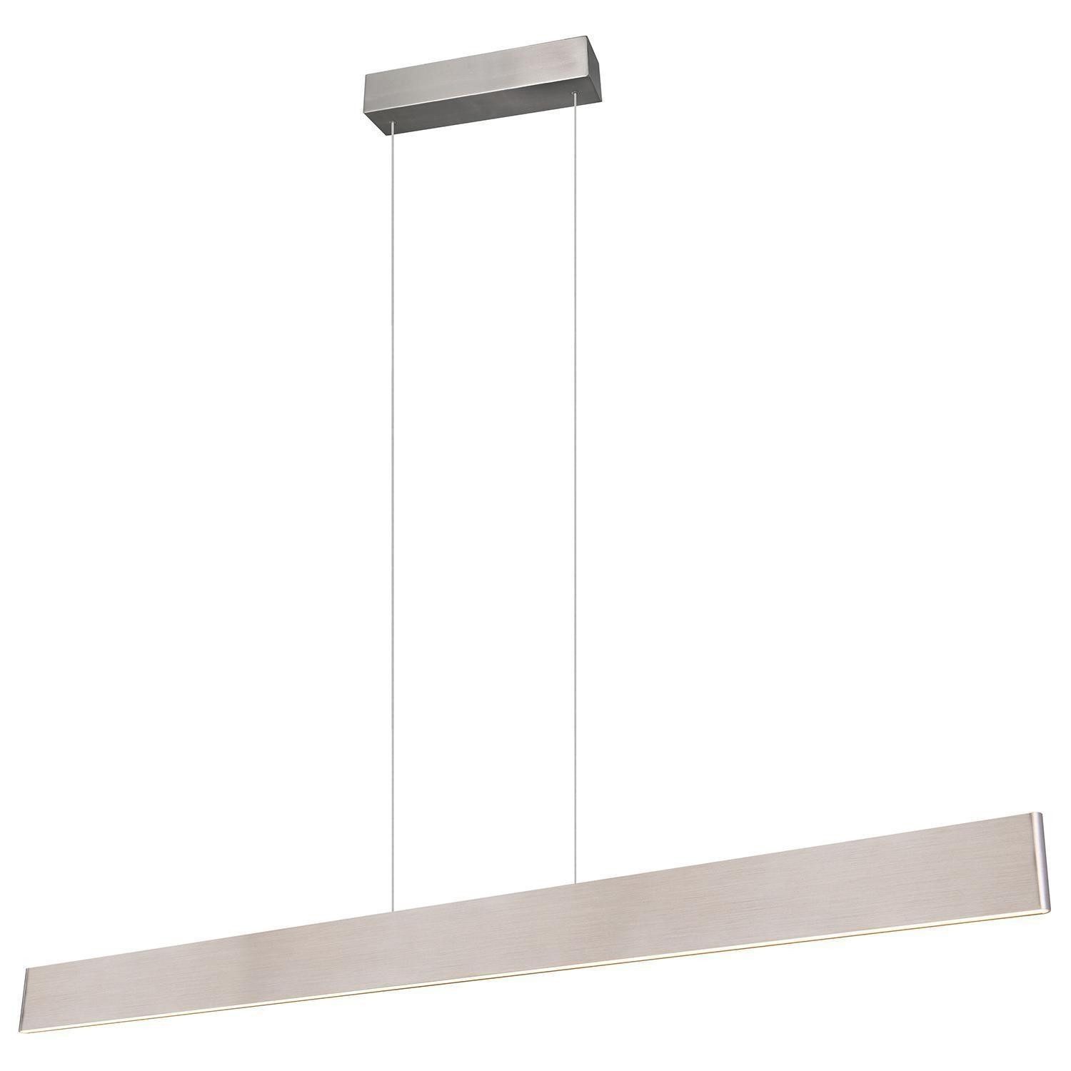 TRIO Leuchten LED Pendelleuchte GALWAY, 1-flammig, Nickelfarben matt, Metall, Anpassung der Farbtemperatur, Dimmfunktion, LED fest integriert, Extra-Warmweiß, Neutralweiß, Tageslichtweiß, Höhenverstellbar, B 150 x H 60 - 150 x T 8,5 cm