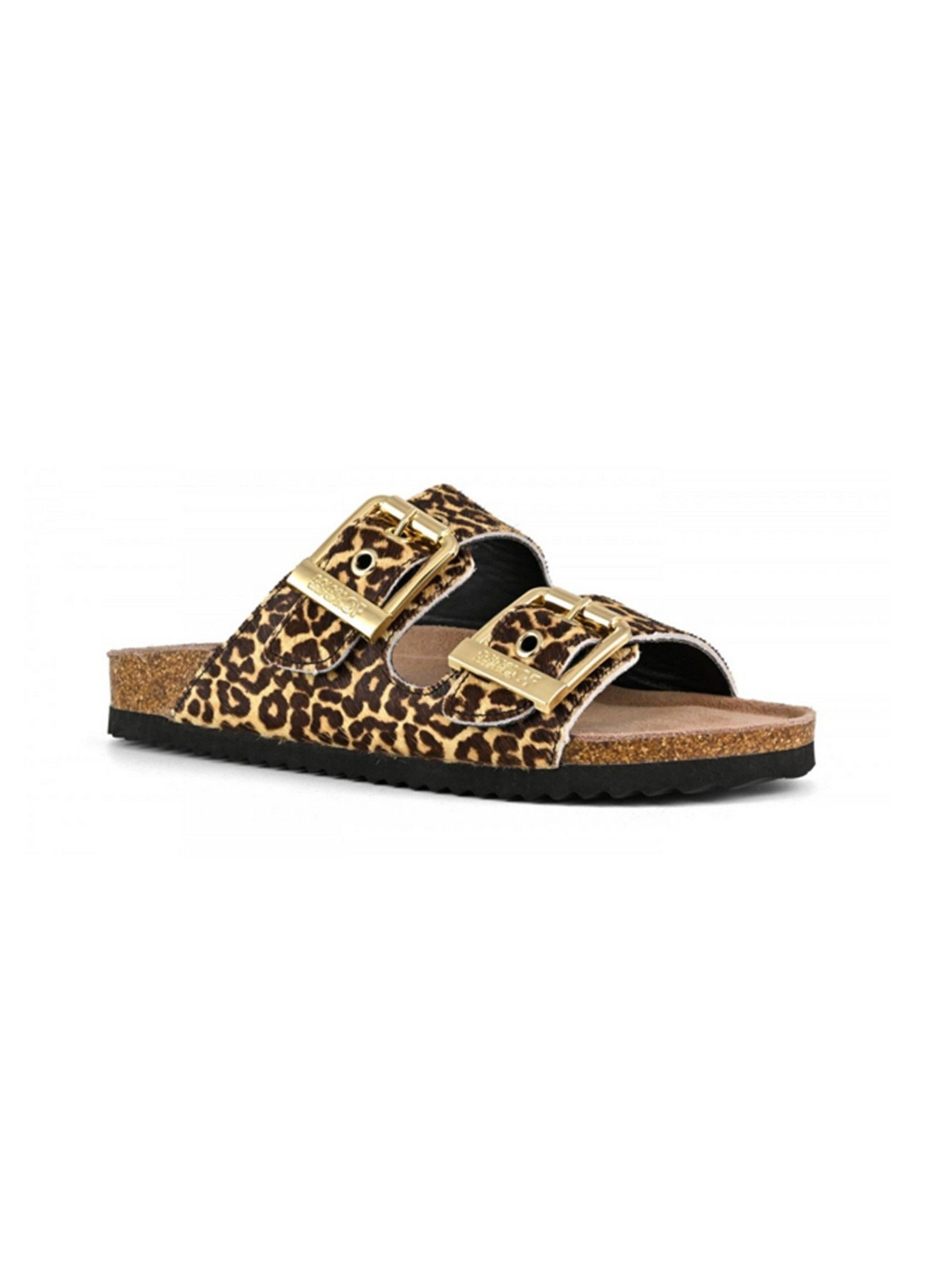 Colors of California pony hair two buckle sandal Sandale