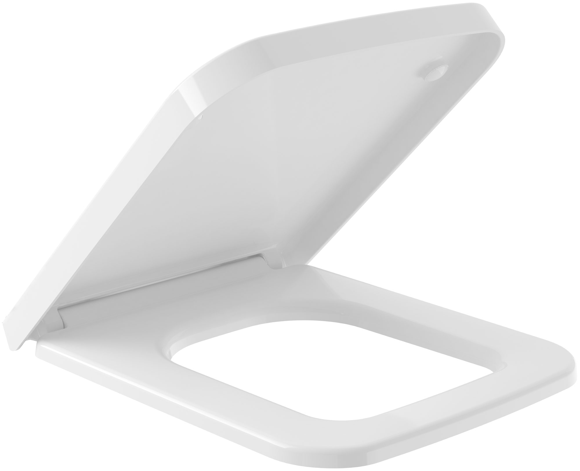 Villeroy & Boch WC-Sitz Finion, Toilettendeckel mit Absenkautomatik, aus Duroplast, eckig, Weiß Alpin