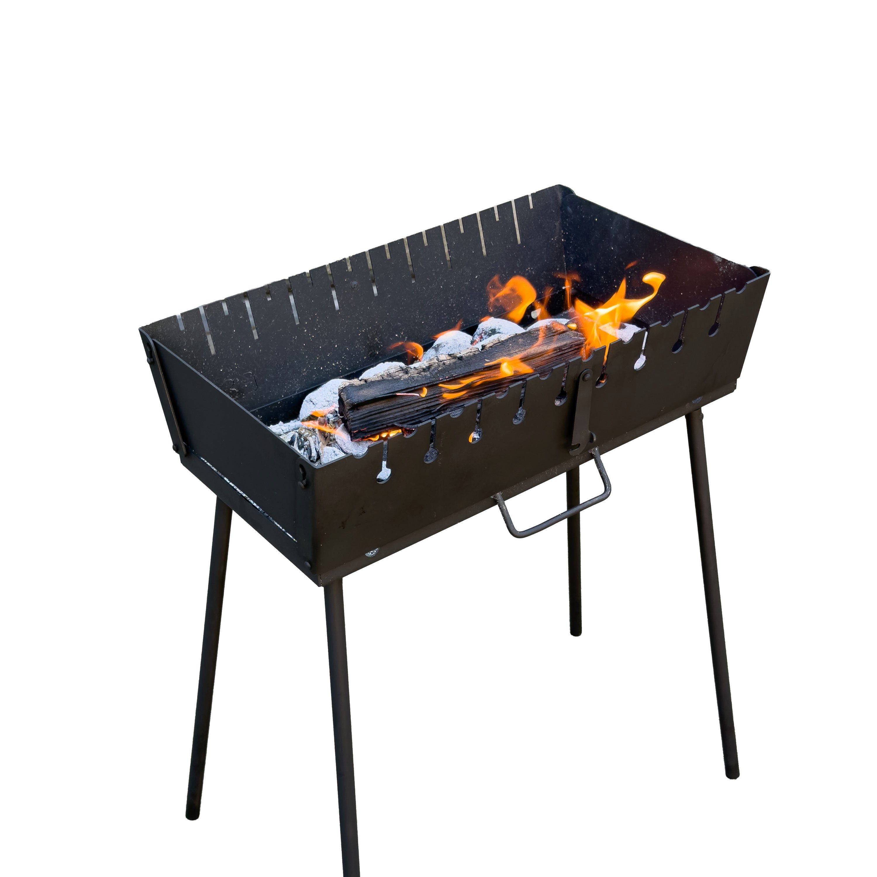 GOROCH Holzkohlegrill Mangal Grill 2 mm Stahl Black Edition für 10 Spieße, Black Edition