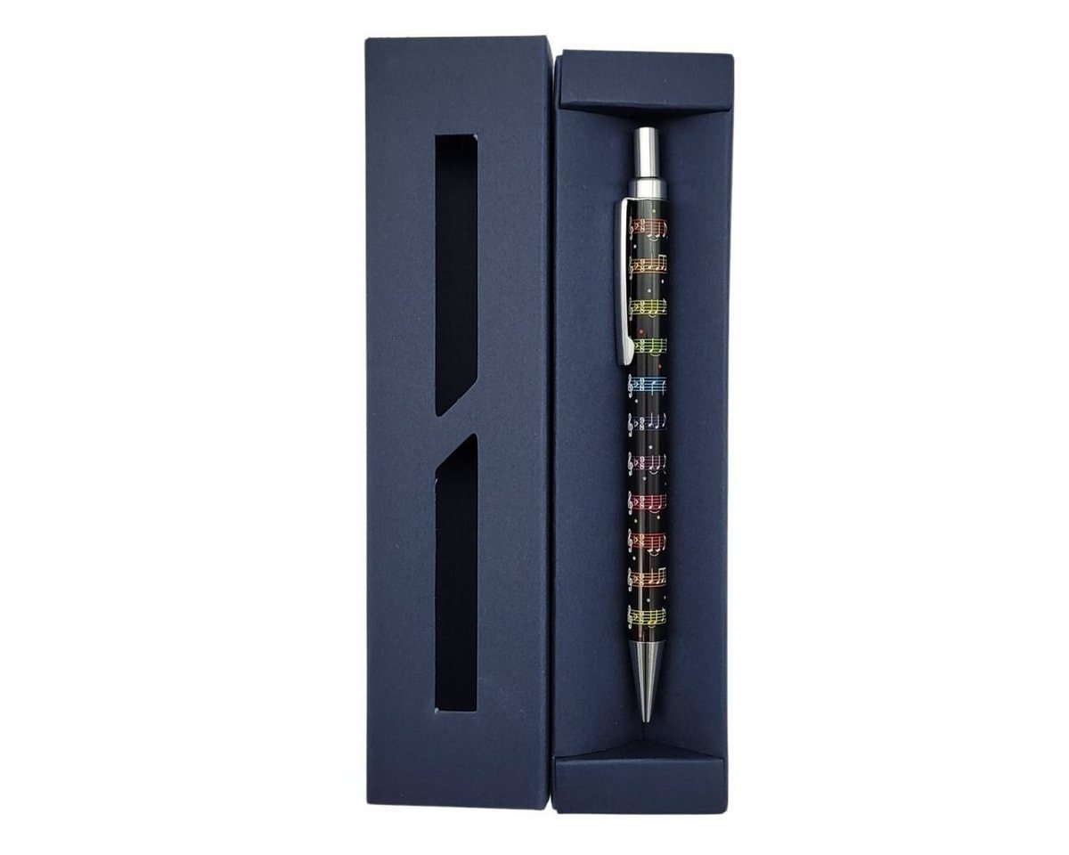 Thumbnail - Musikboutique Kugelschreiber, Druck-Kugelschreiber aus Metall in Geschenkbox, Motiv: Noten bunt