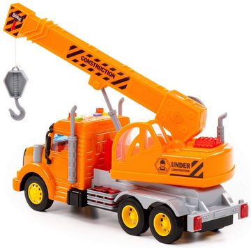 Polesie Spielzeug-Kran Kranwagen LKW PROFI orange Schwungrad