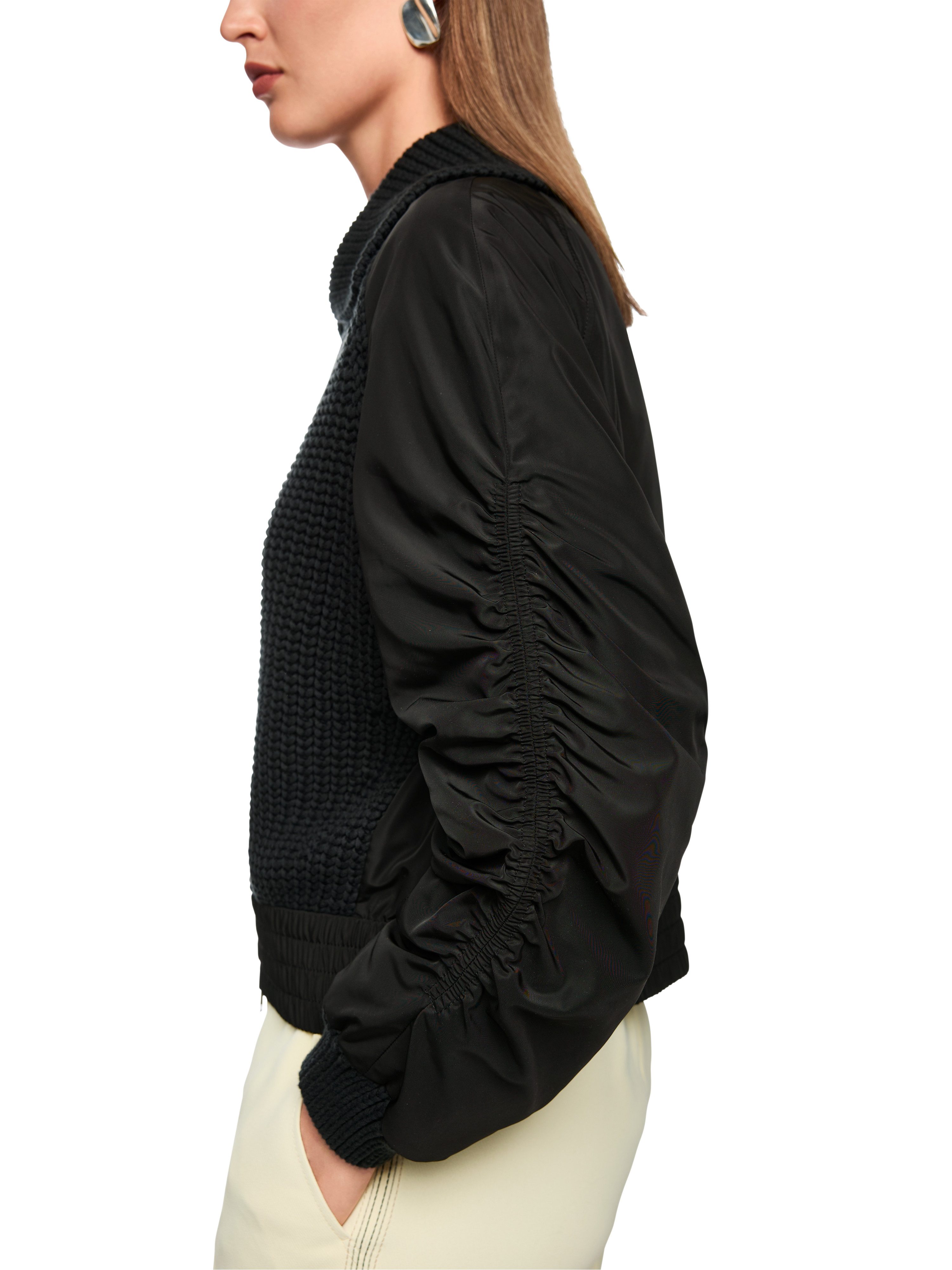 Marc Cain Cardigan Tiger Mania Premium Damenmode aus einer trendigen Materialmischung, 2-Wege-Reißverschluss
