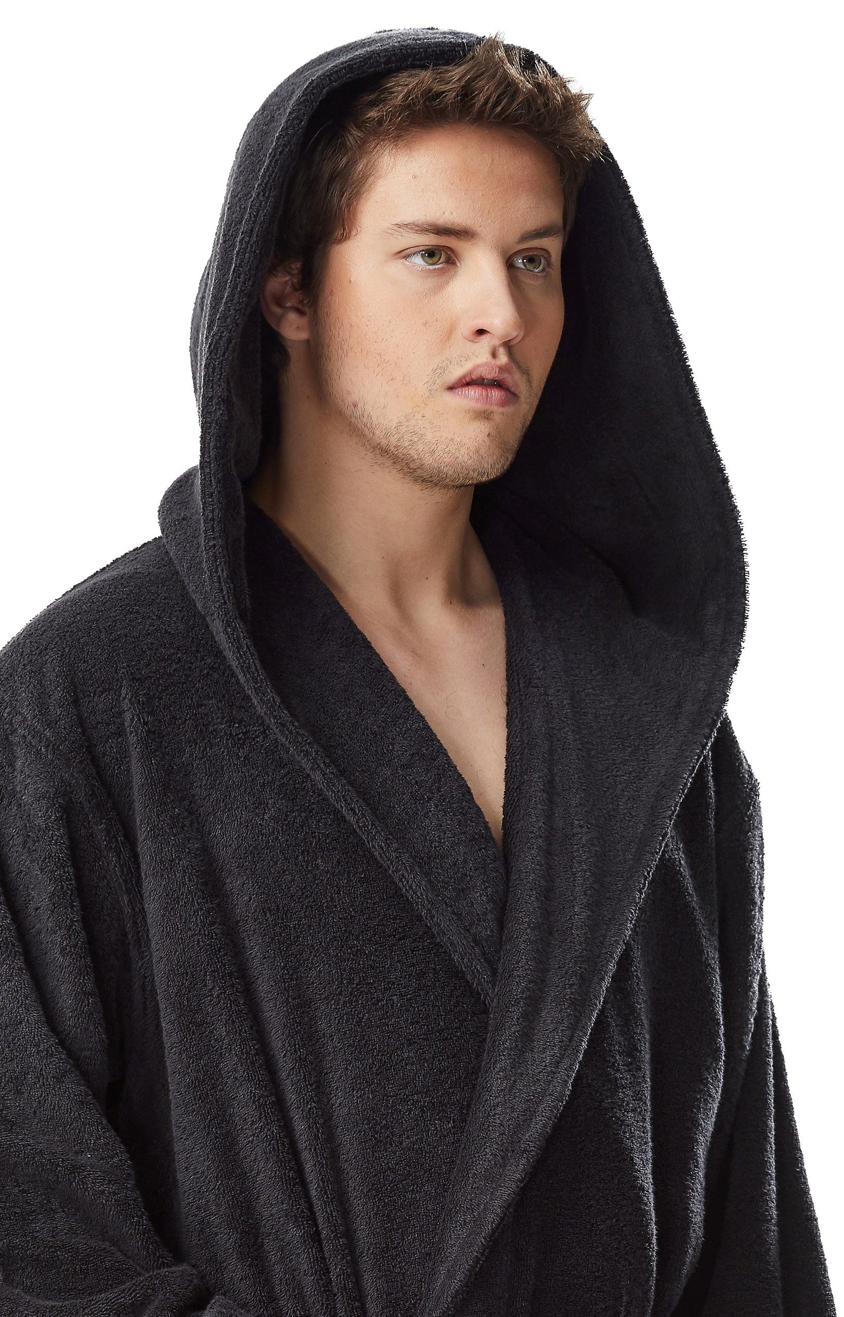 Arus Herrenbademantel Hood'n Full, 100% Baumwolle, mit Kapuze, extra lang, 100% Baumwolle