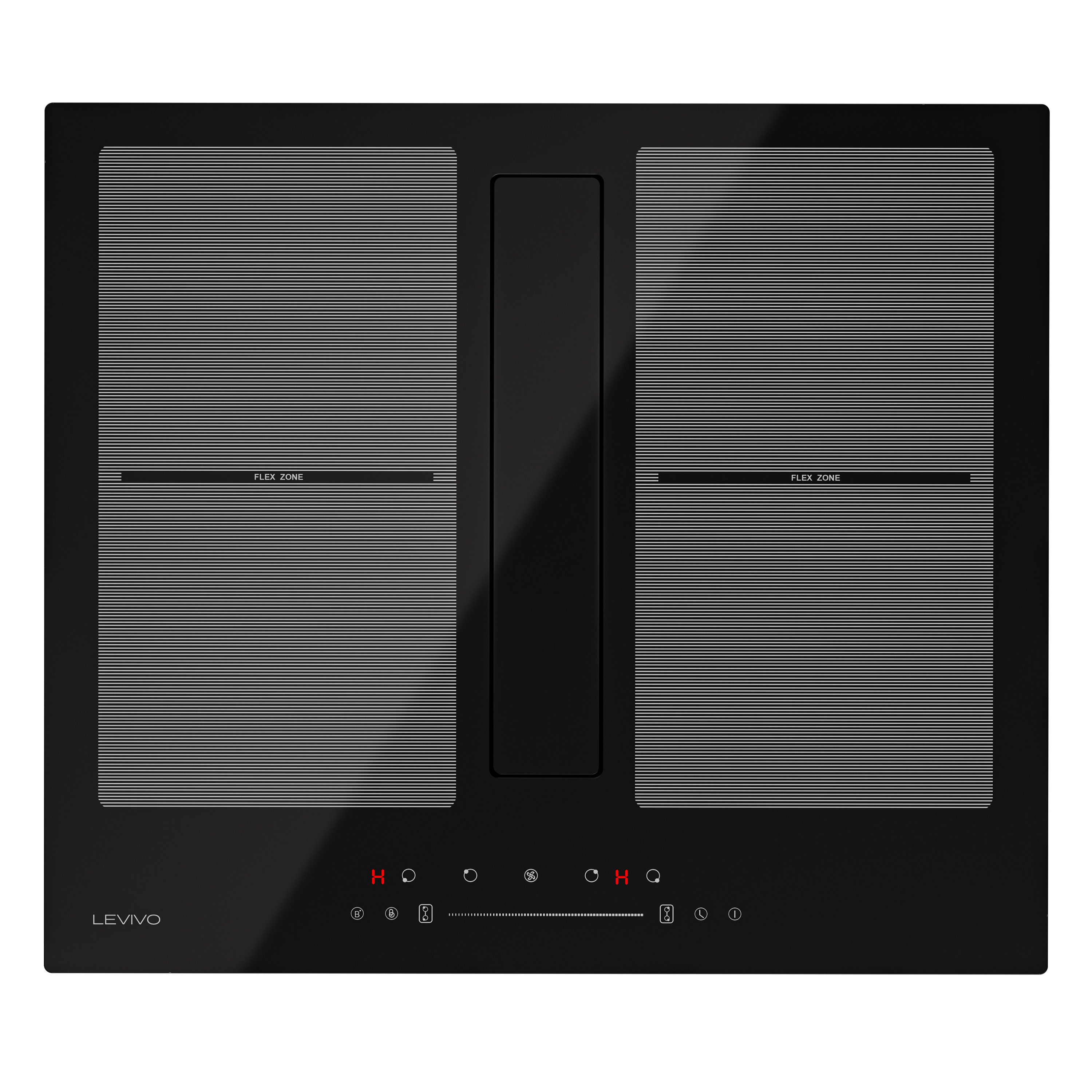 Levivo Induktions-Kochfeld Induktionskochfeld 60 cm mit 531 m³/h Dunstabzug, 9 Stufen & Booster, Touch-Control, Timer, Bridge Funktion, 7270 W