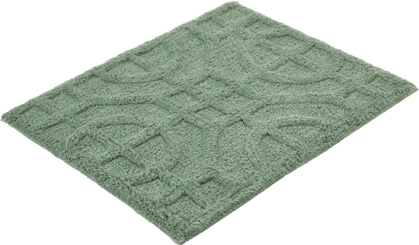 Kleine Wolke Badematte Mosaic, Badvorleger, Badezimmer Teppich, Höhe 14 mm, rutschhemmend beschichtet, fußbodenheizungsgeeignet, Baumwolle, rechteckig, Badteppich, Uni Farben, Hoch/Tief Effekt, reine Baumwolle
