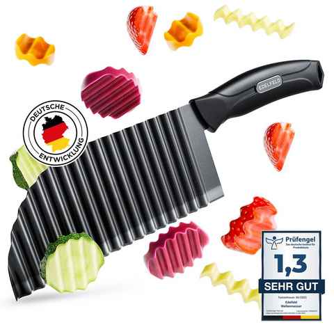 EDELFELD Gemüsemesser Wellenschneider für Pommes, Obst & Gemüse, Spülmaschinenfestes Wellenmesser mit Titanklinge