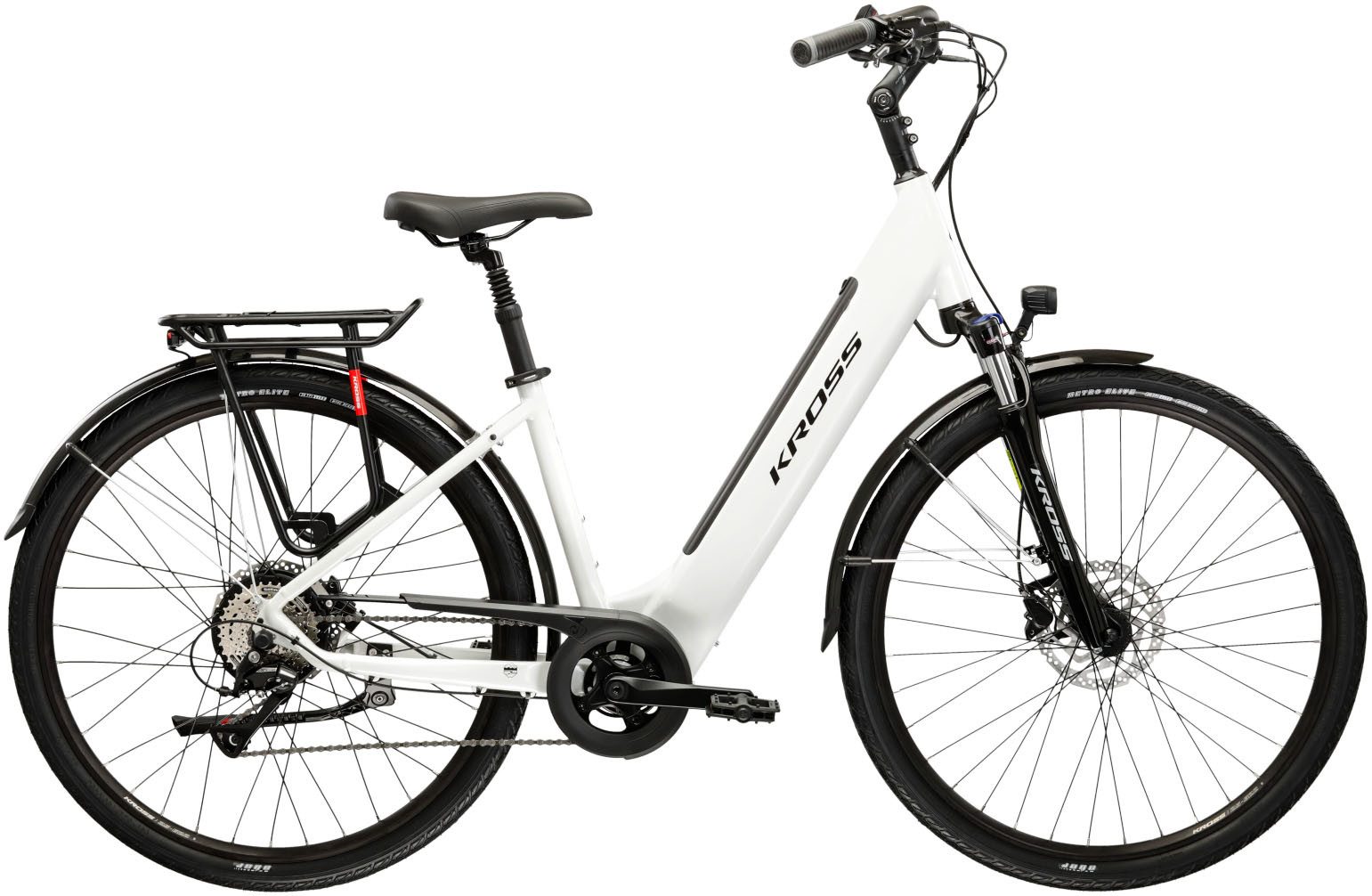 Kross E-Bike Trekkingrad E-Trekkingbike Damen Trans Hybrid 1.0 28" weiß 8 Gänge, 8 Gang Shimano ACERA M3020 Schaltwerk, Kettenschaltung, Heckmotor, 522 Wh, Pedelec, Elektrofahrrad für Damen