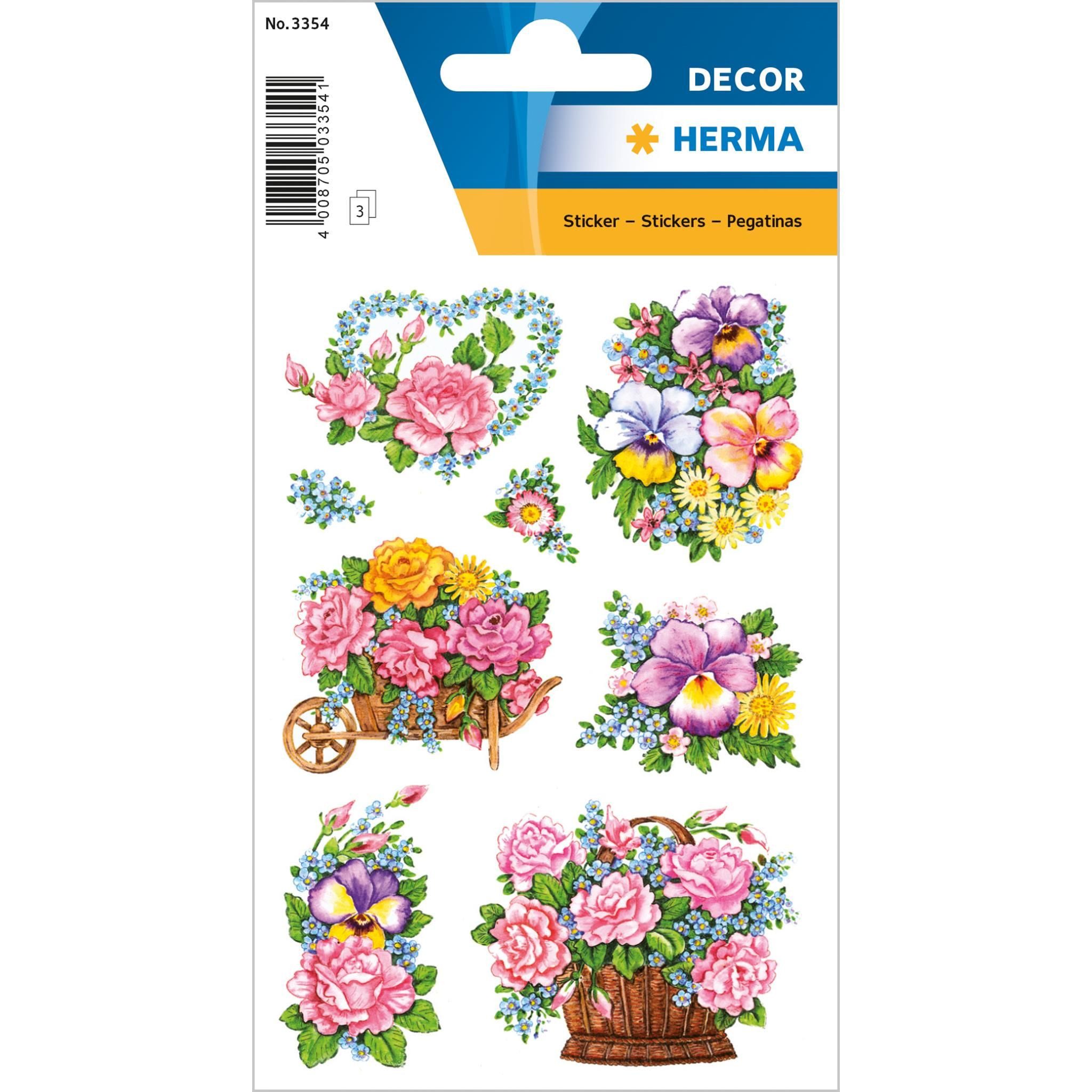 HERMA Sticker Herma Sticker DECOR Blumen Nostalgische Blumentöpfe 3 Bl