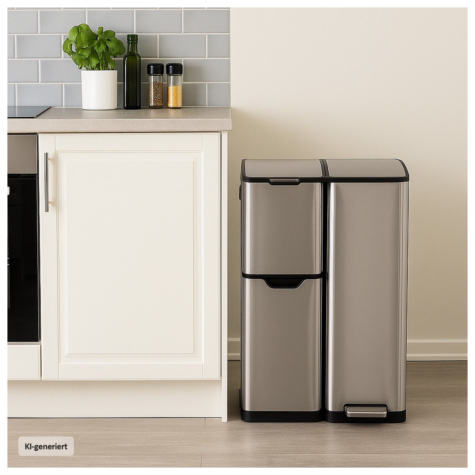 HTI-Living Mülleimer Abfalleimer Mülltrennsystem mit 3 Behältern, Mülleimer 60 Liter