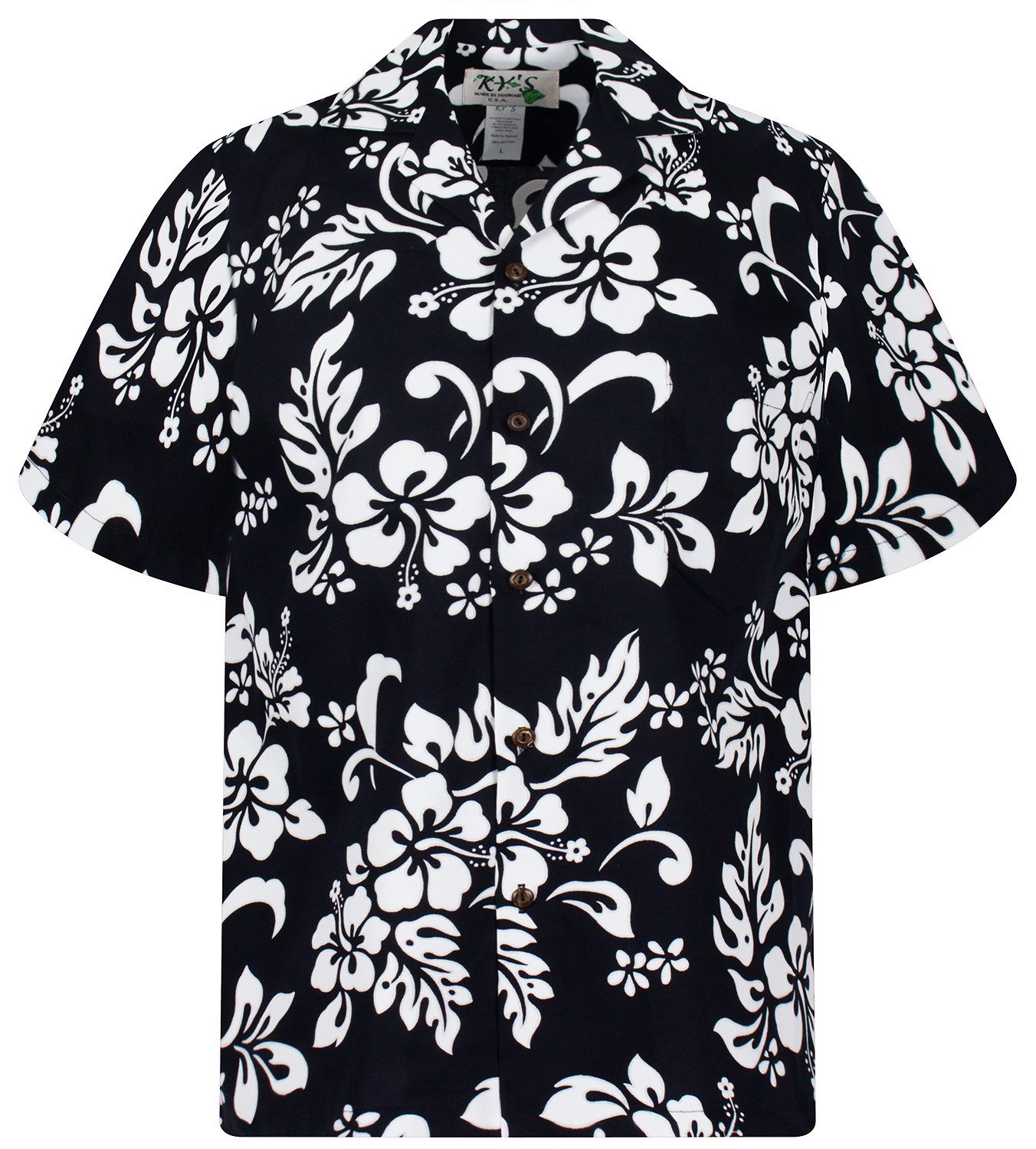 KY's Hawaiihemd "81" Herren Kurzarm Baumwolle Kokosknöpfe Original Hawaii