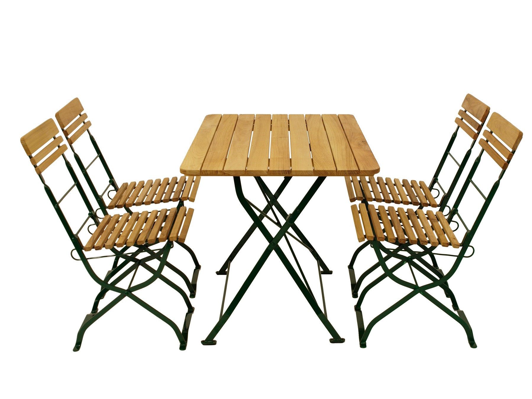 TPFGarden Sitzgruppe DARWIN, (Biergarten- Garnitur 5-teilig - Garten Garnitur 5-teilig - Robinie, 5-tlg., Gartenmöbel Set - Gestell verzinkt grün), (4x Stuhl, 1x Tisch 70x110cm rechteckig)