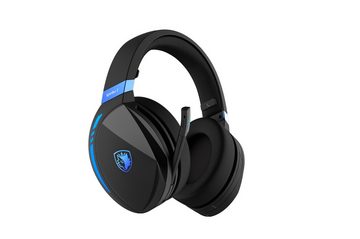 Sades Warden I SA-201 Wireless, schwarz/blau, USB Gaming-Headset (Rauschunterdrückung, inklusive Anubis' Staff Headset Ständer SA-W10, USB)