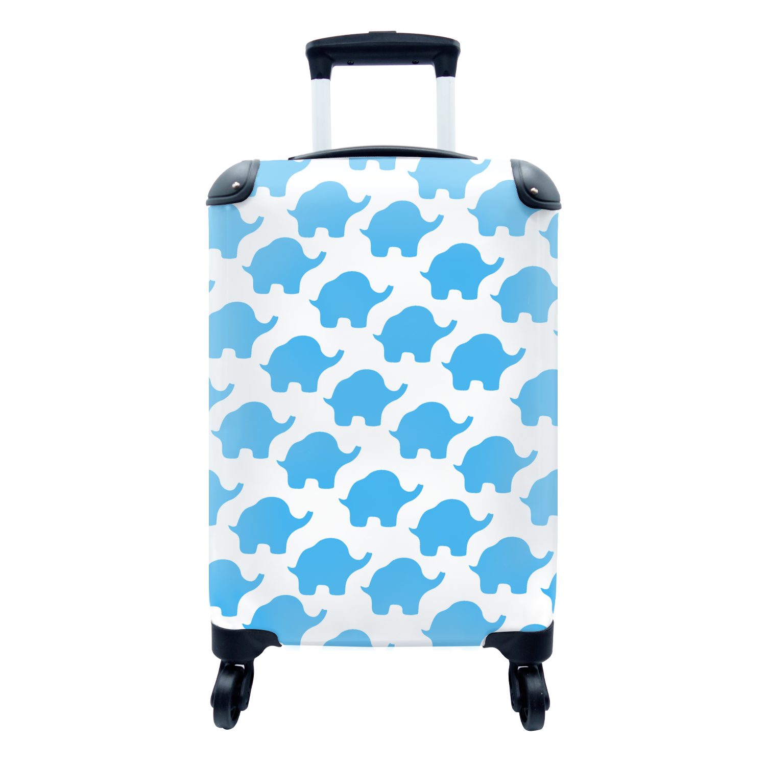 MuchoWow Handgepäckkoffer Blau - Elefant - Design, 4 Rollen, Reisetasche mit rollen, Handgepäck für Ferien, Trolley, Reisekoffer