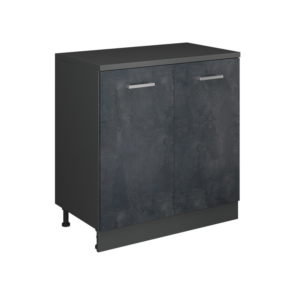 Vicco Unterschrank R-Line, Schwarz Beton, 80 cm ohne Schräge mit 2 Türen (1-St)