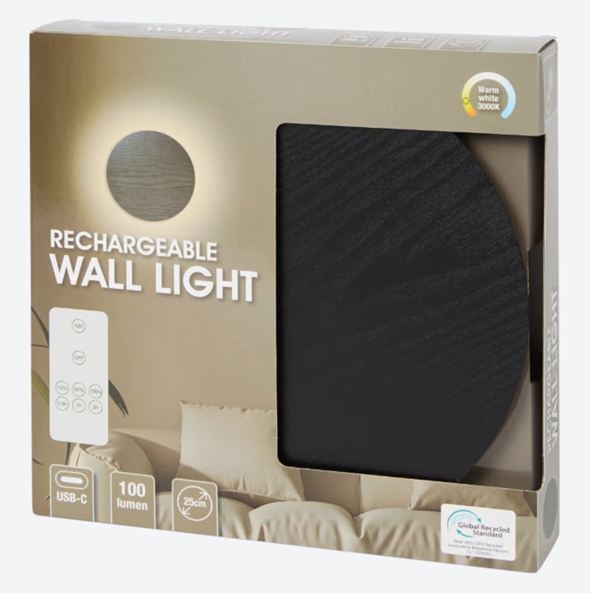 Spectrum LED Wandleuchte Wandleuchte aufladbar 18 bis 25 cm 100 Lumen, LED fest integriert