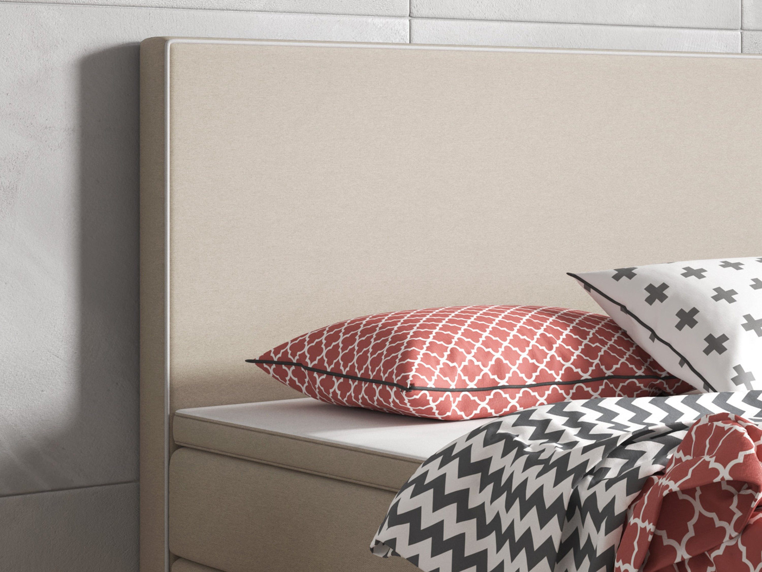 inter Boxspringbett King Size Webstoff mit 7 Zonen Taschenfederkernmatratze und Topper (180x200 cm, Muddy mit 7 Zonen Taschenfederkernmatratzen und Topper), Taschenfederkern-Komfort, gepolstertes Kopfteil, inklusive Matratzen