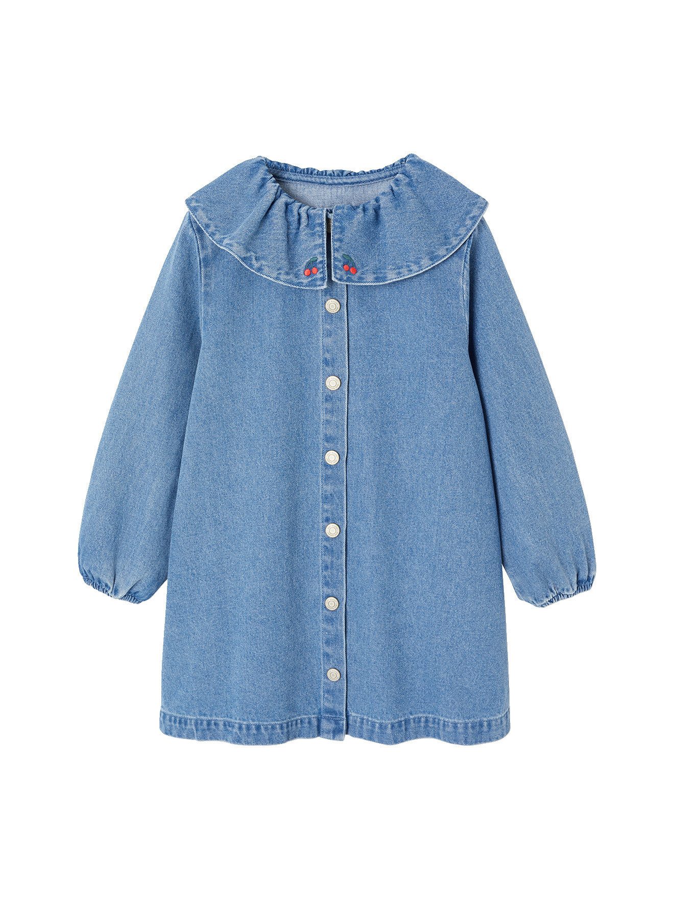 Minikleid Jeanskleid Mädchen mit Rüschenkragen