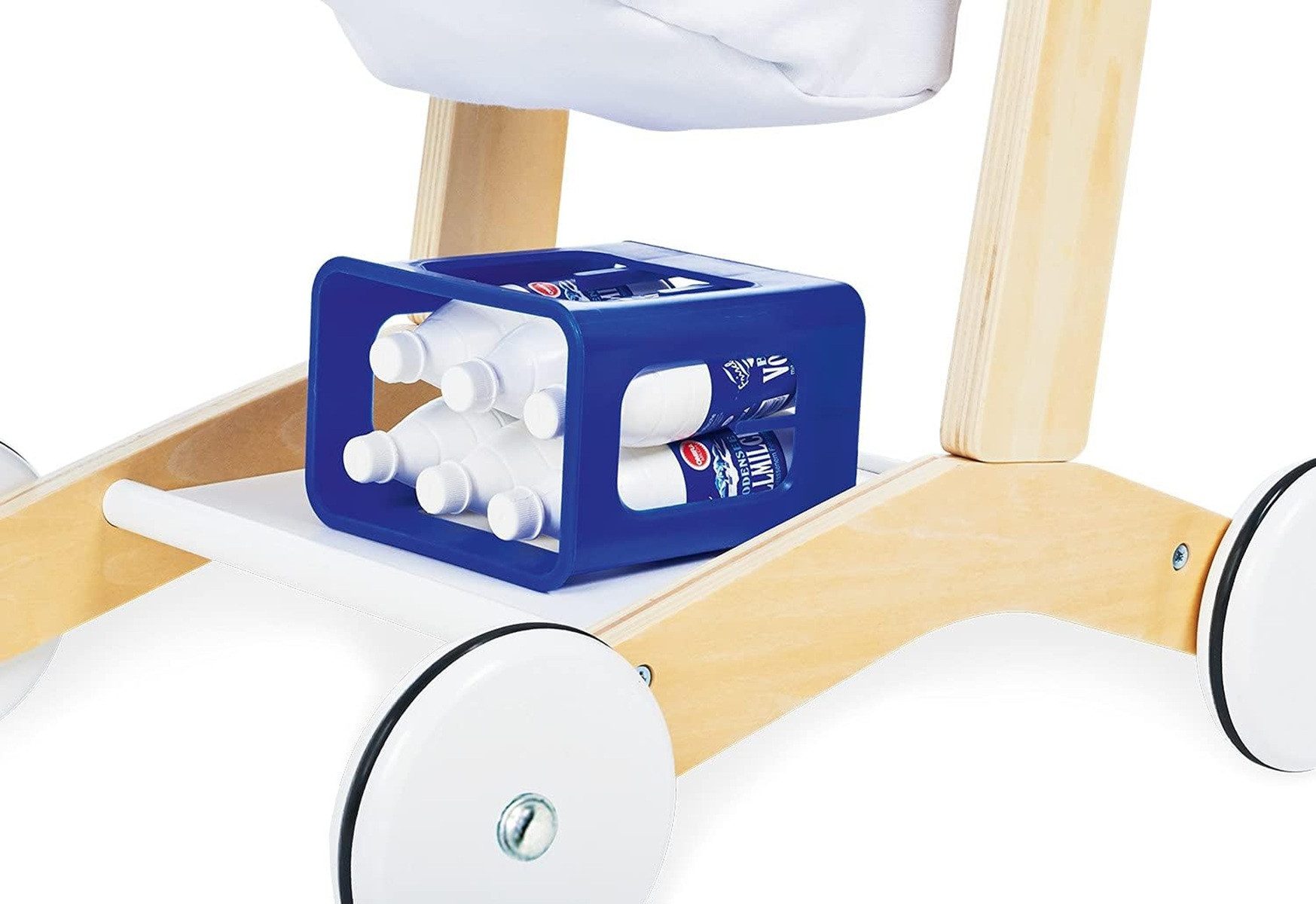 Pinolino® Spiel-Einkaufswagen Erna mit Stoffkorb & Rädern - Holzspielzeug in Weiß, (1-tlg), Fördert Motorik, Kreativität und soziale Fähigkeiten