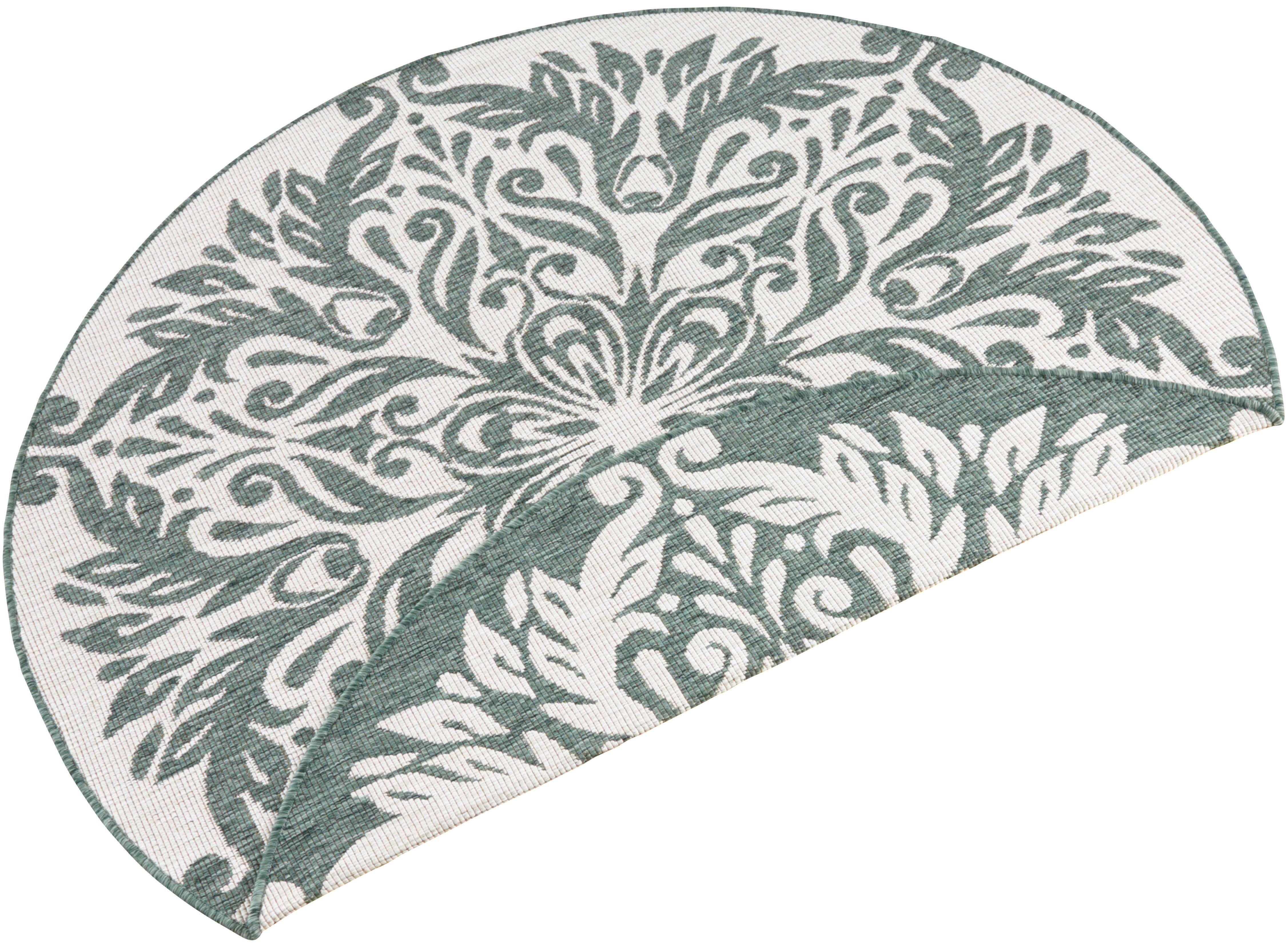 NORTHRUGS Teppich Madrid, rund, Höhe: 5 mm, In-& Outdoor, Wetterfest, Balkon, Garten, Wohnzimmer, Wasserfest