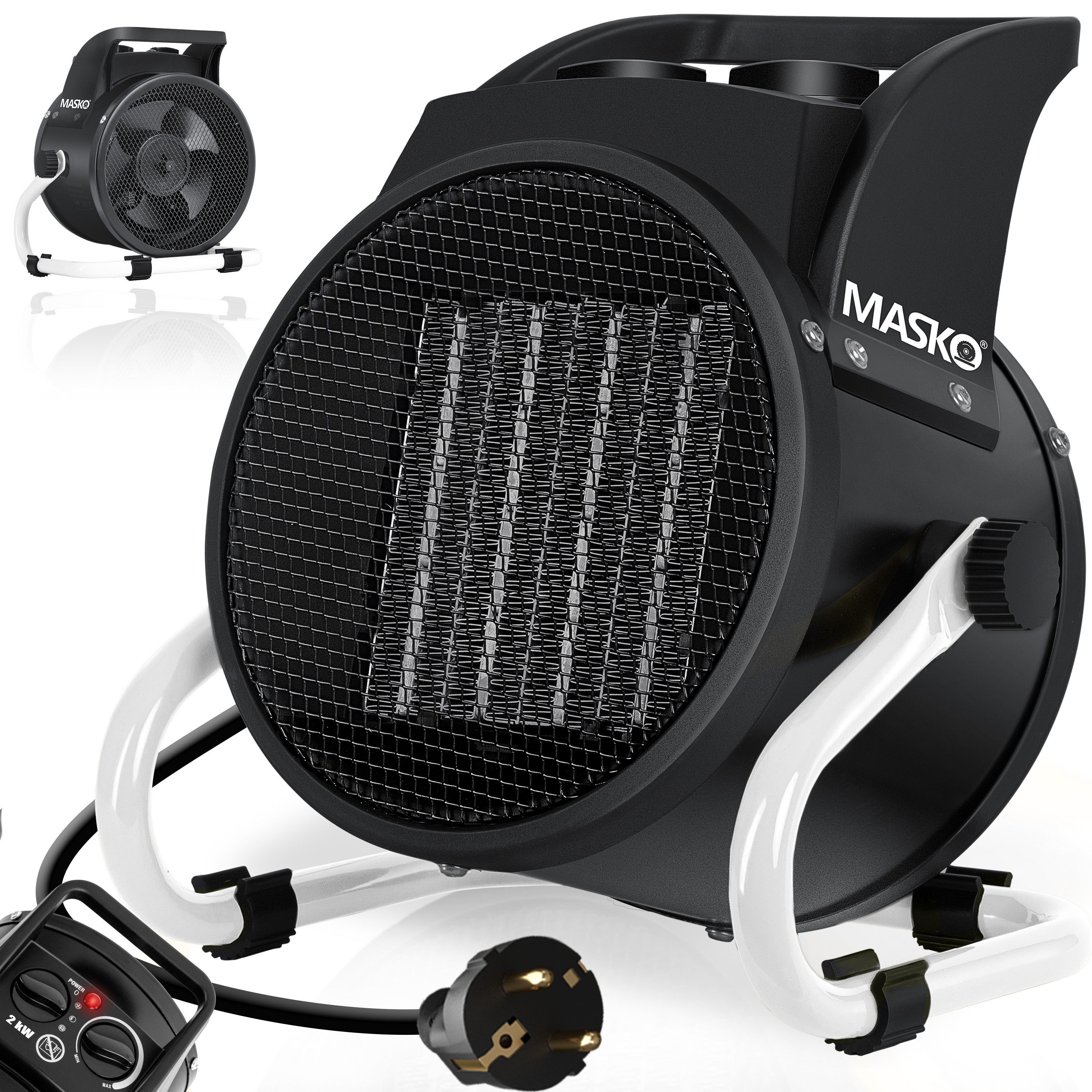 MASKO Heizlüfter, 2000 W, Elektroheizer Heizlüfter Bauheizer Keramik Heizstrahler