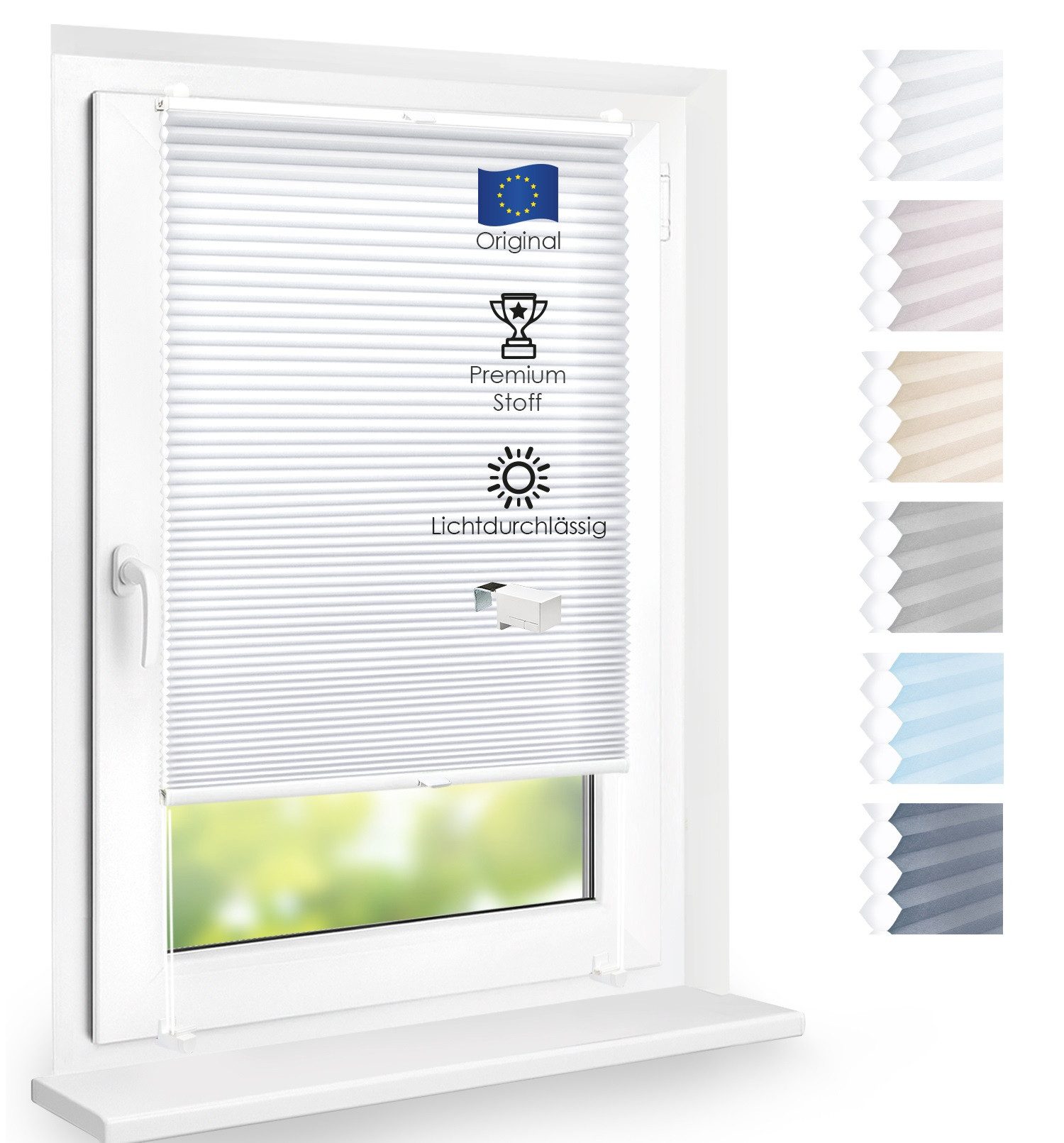 DomDeco Wabenplissee Premium Plissee ohne Bohren, lichtdurchlässig, Sichtschutz, verspannt, blickdicht, Klemmfix, UV-Schutz, modernes Fensterplissee