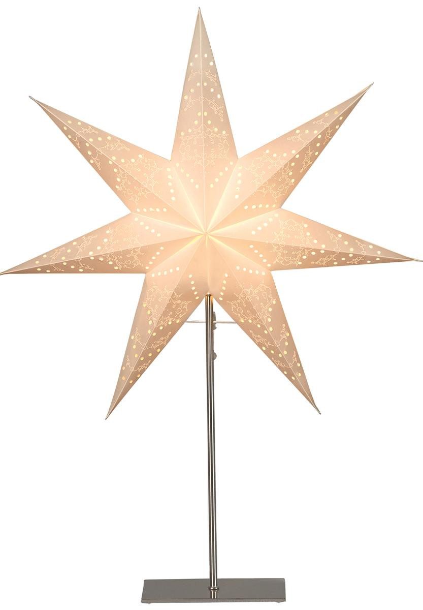 STAR TRADING LED Stern Papierstern Weihnachtsstern stehend 7-zackig D78cm E14 mit Kabel weiß