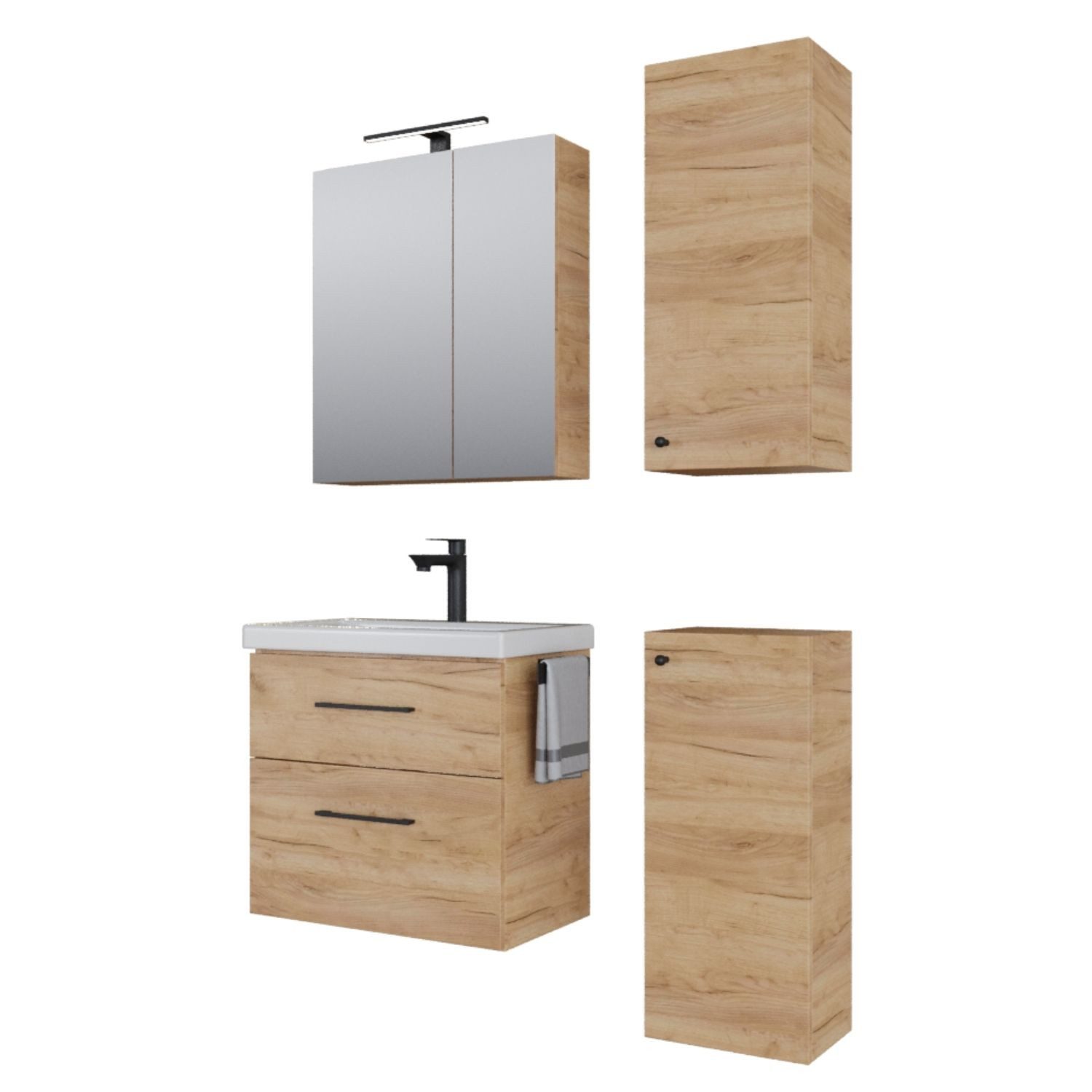 Planetmöbel Badmöbel-Set Badmöbel-Set mit Spiegelschrank 63cm und 2x Midisc günstig online kaufen