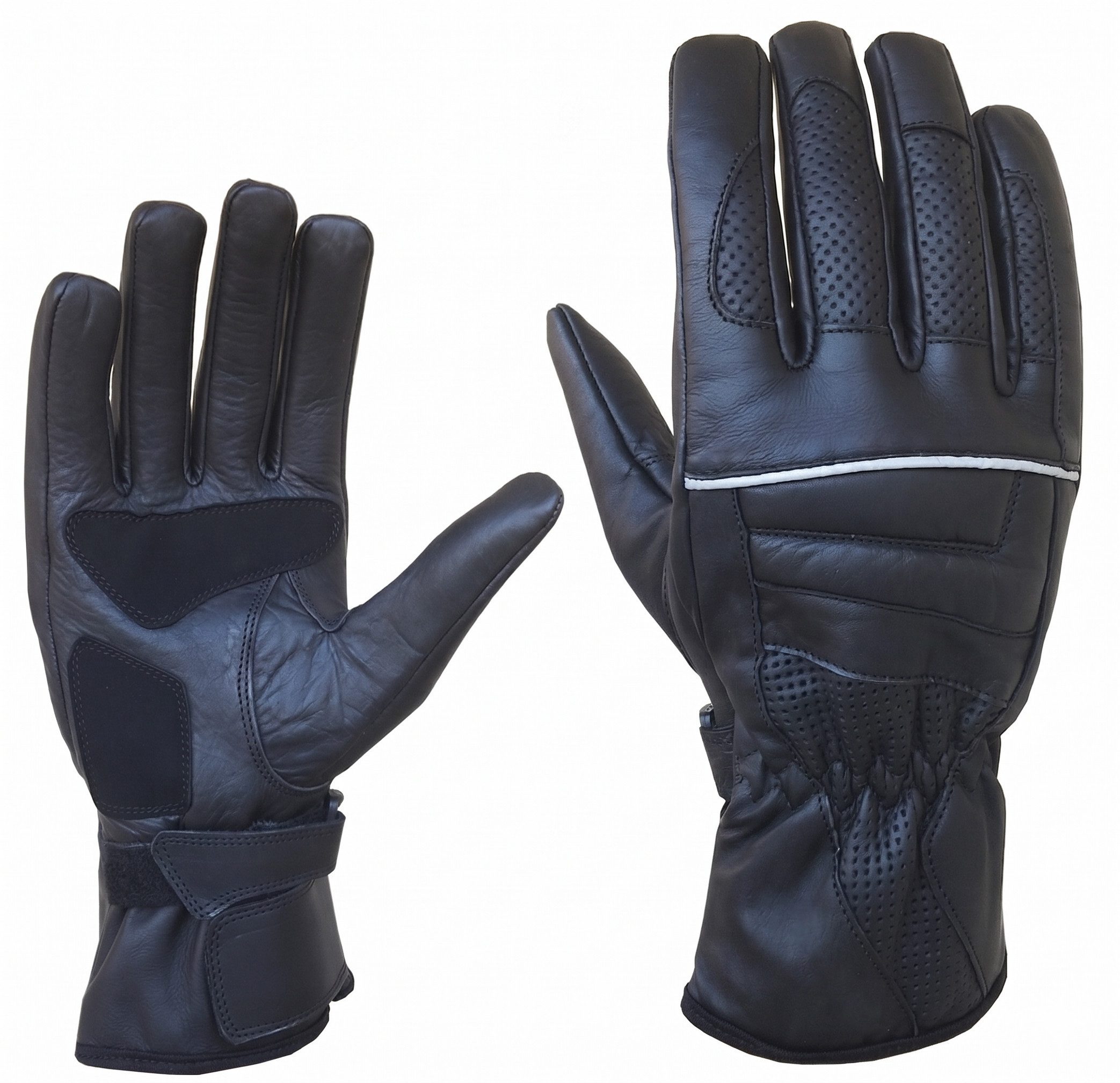 PROANTI Motorradhandschuhe Sommer Motorrad Chopper Handschuhe: Leder Handschuhe perforiert, M-XL