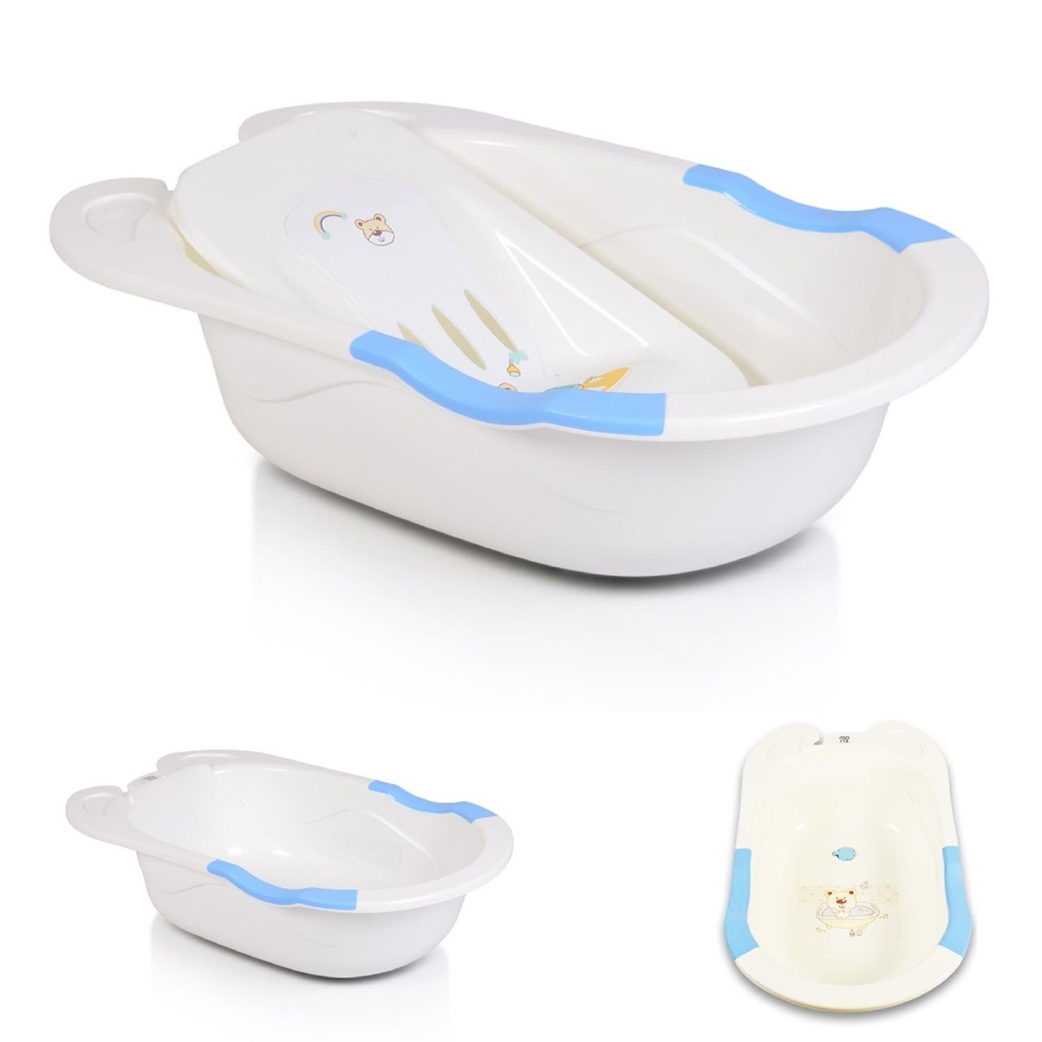 Moni Babybadewanne Babybadewanne Starfish 86 cm, mit Wasserablauf, herausnehmbare Innenmatte