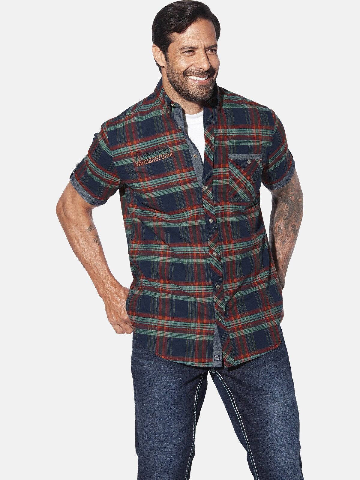 Jan Vanderstorm Kurzarmhemd SNALLE mit lässigem Karo-Style