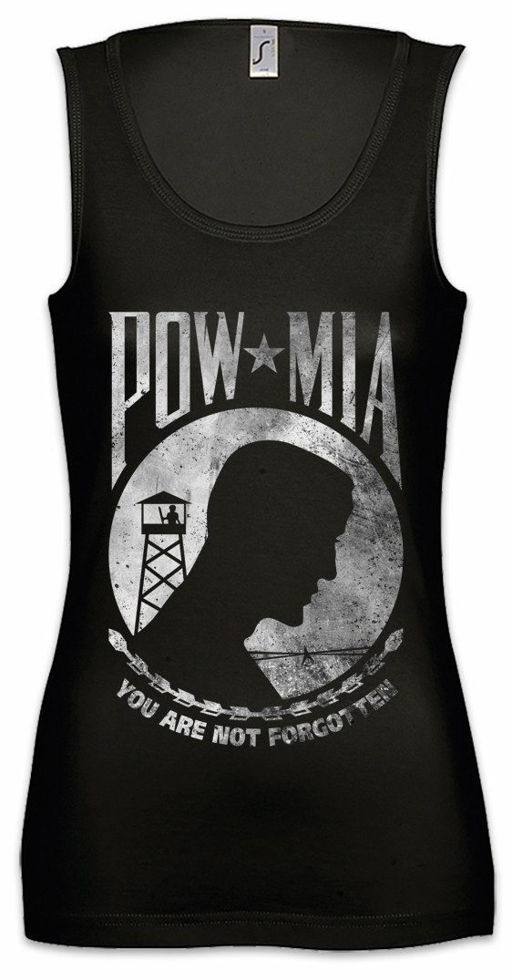 Urban Backwoods Tanktop Pow Mia Vintage Logo Ärmelloses Damen T-Shirt Prisoner Of Usa War Army Marines Special Forces US