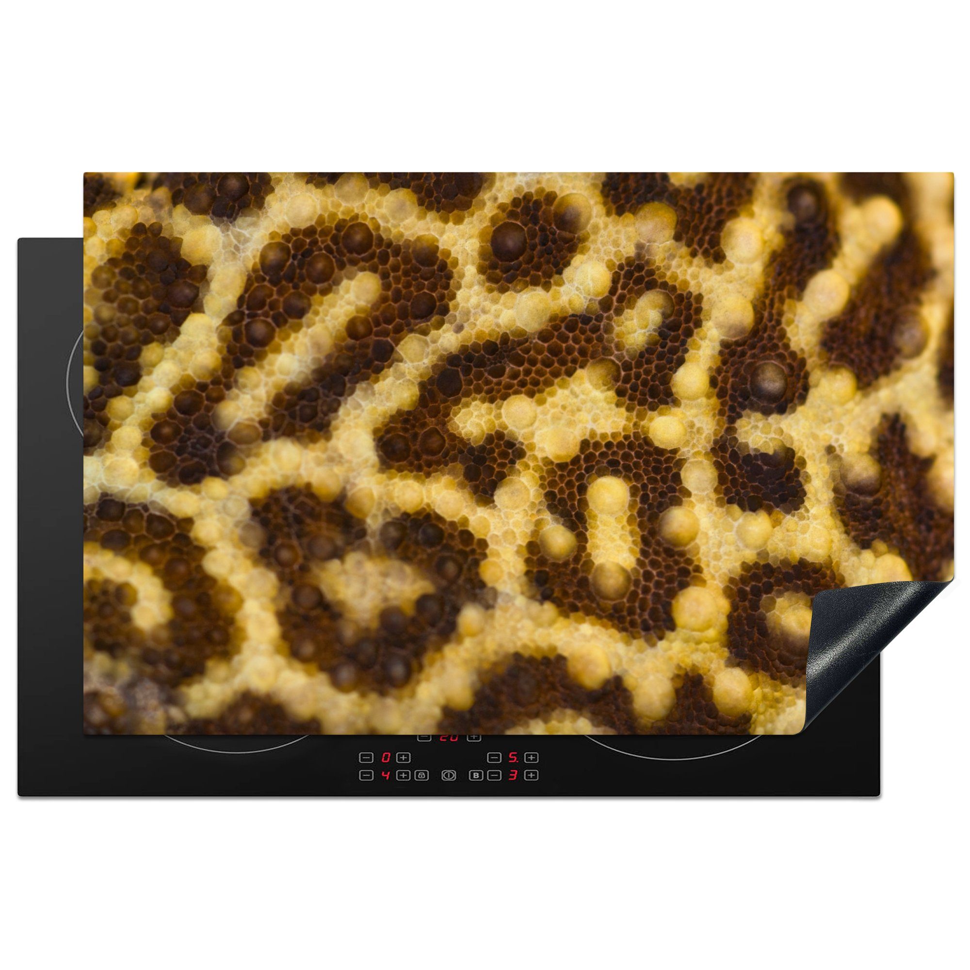 MuchoWow Herdblende-/Abdeckplatte Nahaufnahme von Leopardenmustern, Vinyl, (1 tlg), 81x52 cm, Induktionskochfeld Schutz für die küche, Ceranfeldabdeckung