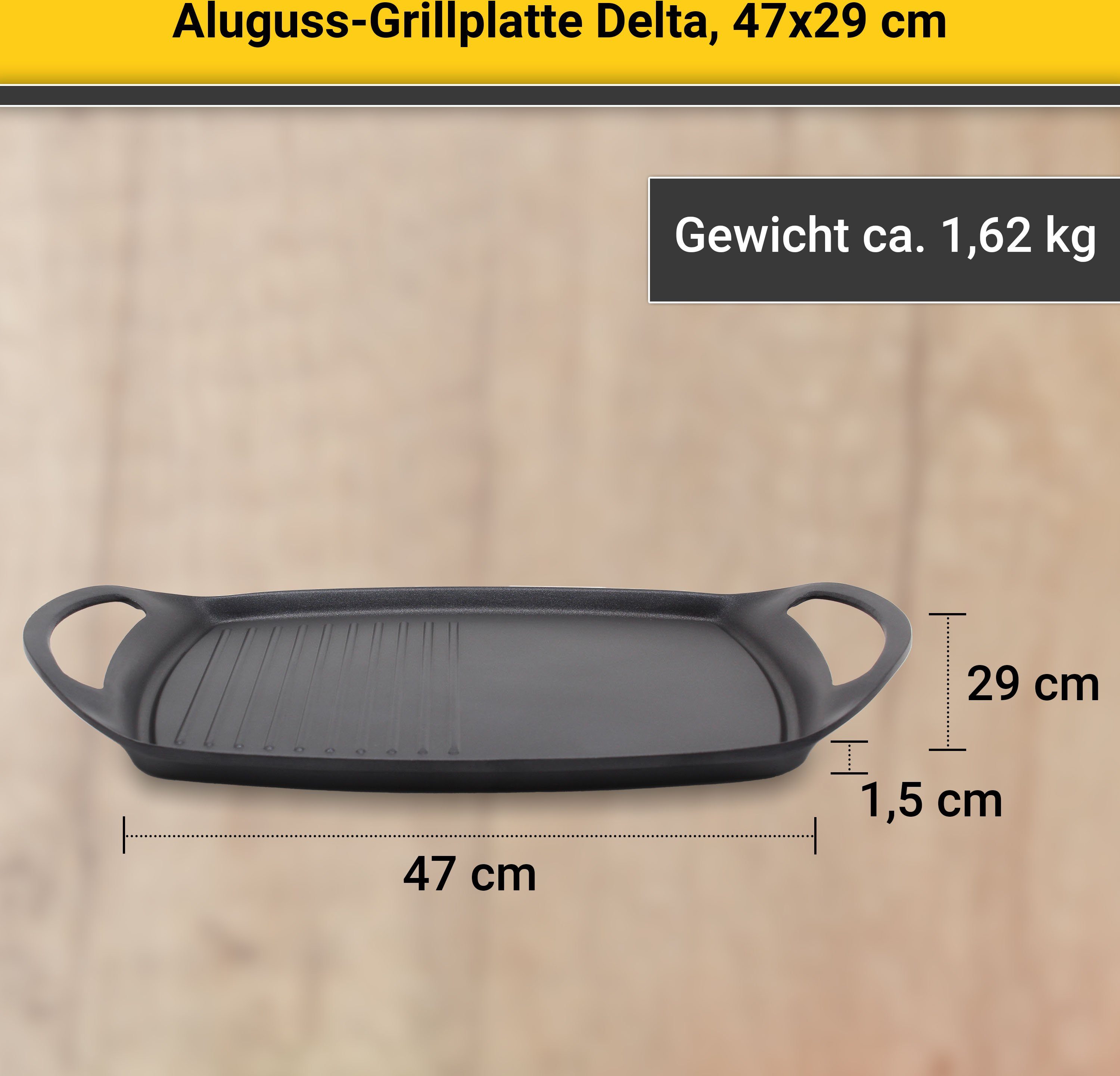 Delta (1-St), Krüger Grillplatte hochwertiger mit Antihaftversiegelung