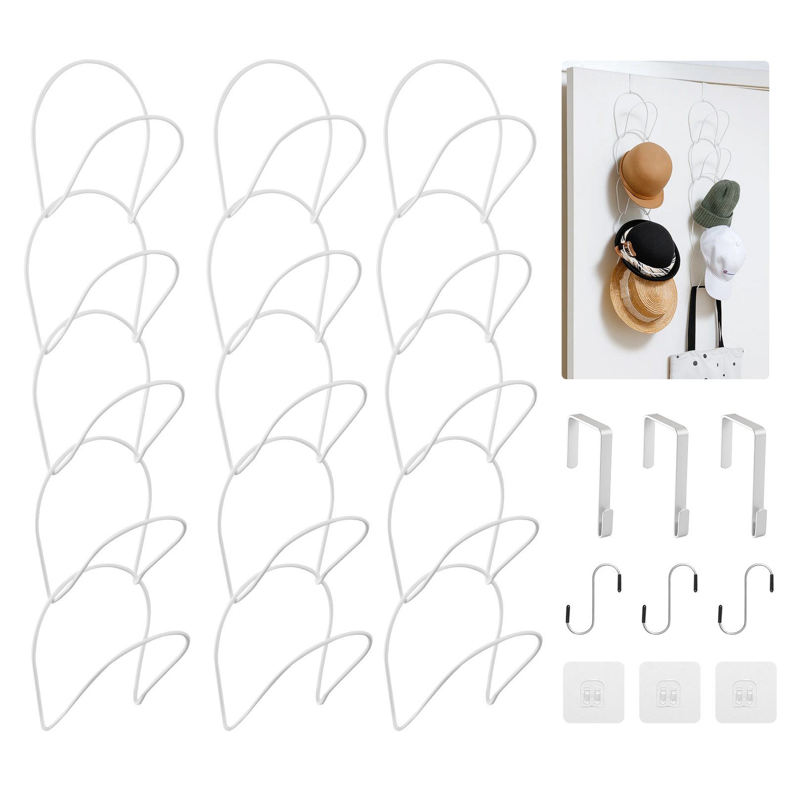 Youyijia Hutablage Kappenhalter Tür 10er Set Mützenhalter ohne Bohren für Caps Hüte