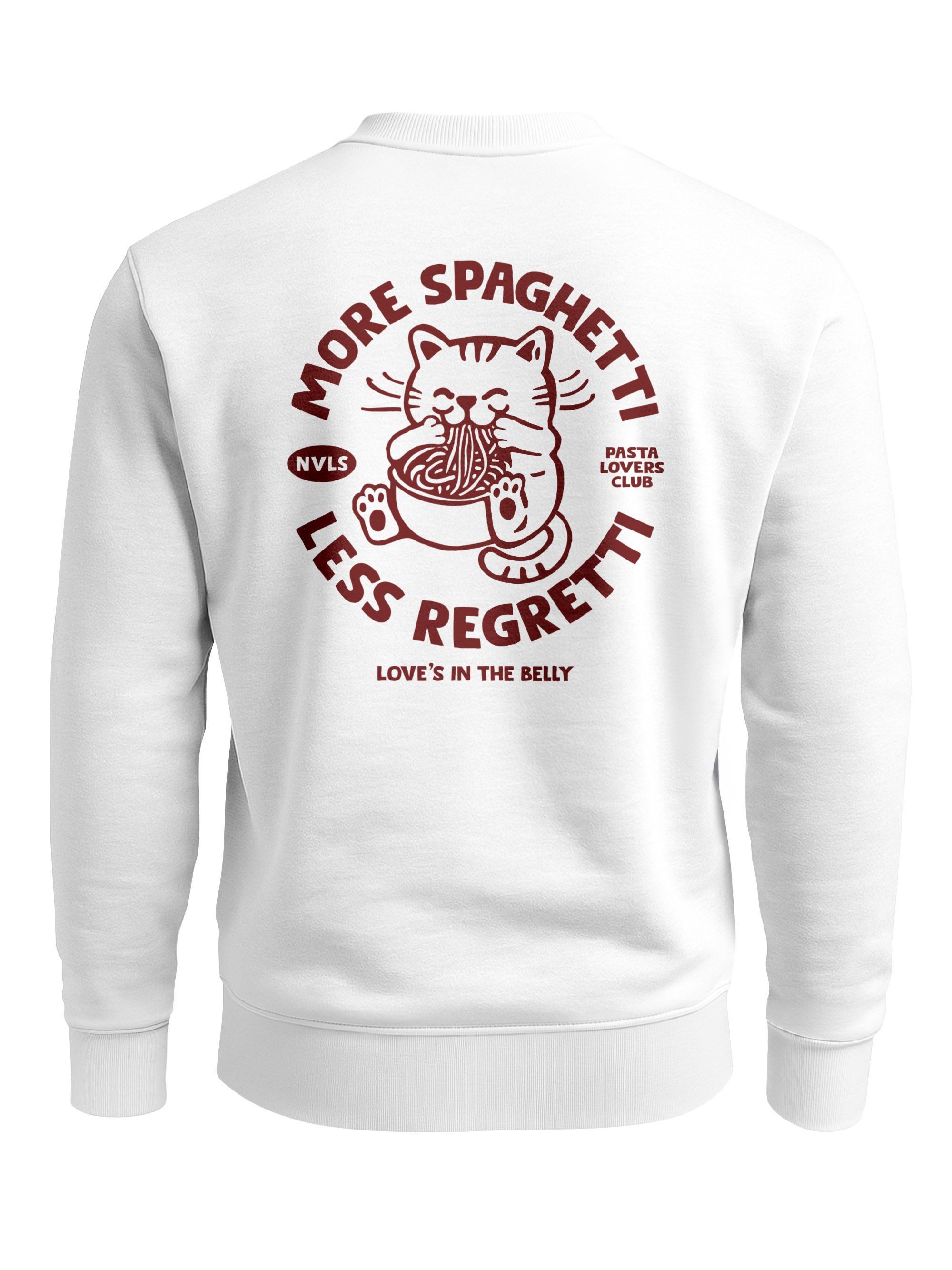 Sweatshirt Sweatshirt Herren Pullover mit Backprint More Spaghetti Less Regretti