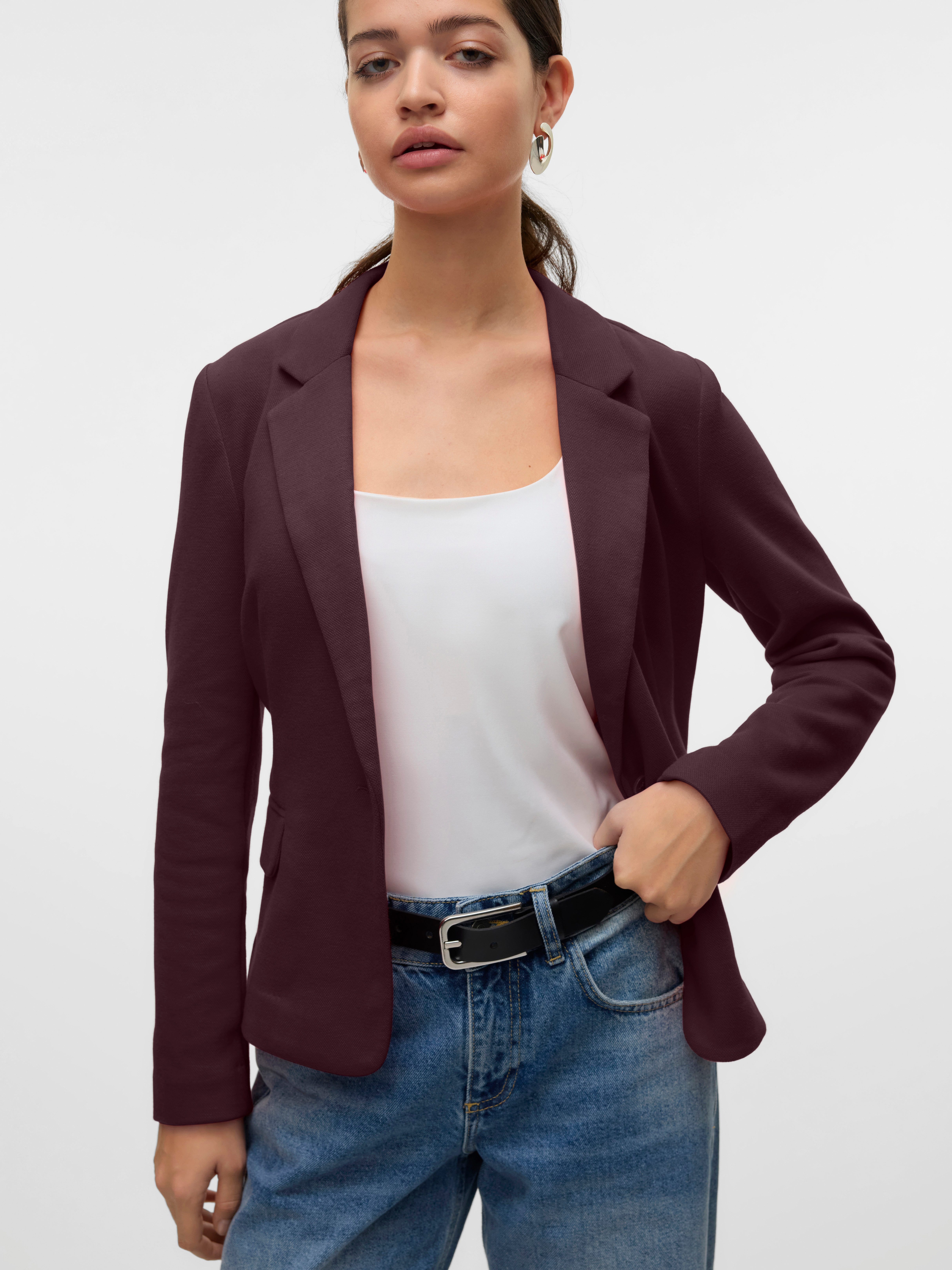 Vero Moda Jerseyblazer VMJULIANE, figurbetonter Schnitt, 1-Knopf Verschluss Materialmix, ungefüttert, regular fit