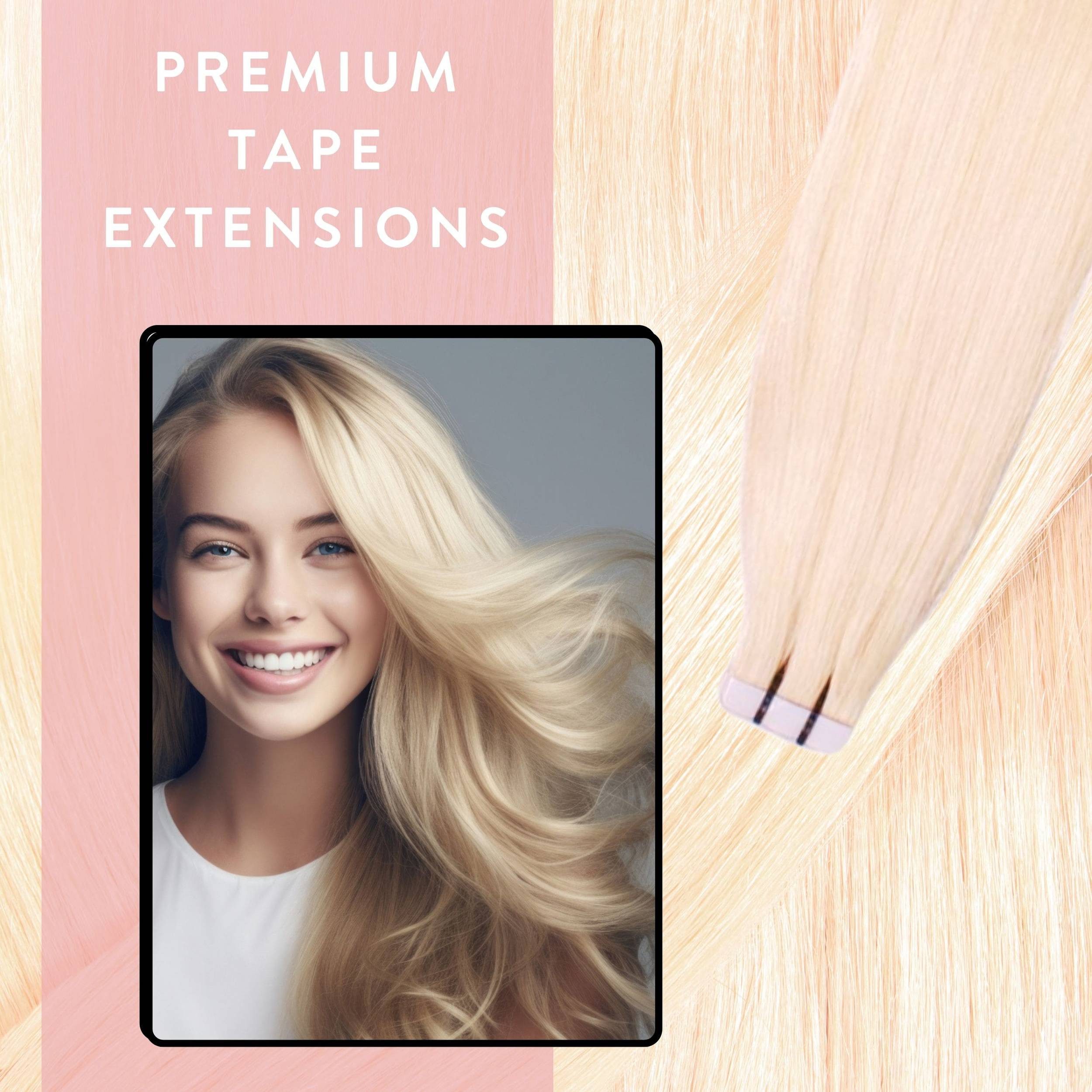 hair2heart Echthaar-Extension Premium Tape Extensions #10/0 Hell-Lichtblond 40cm