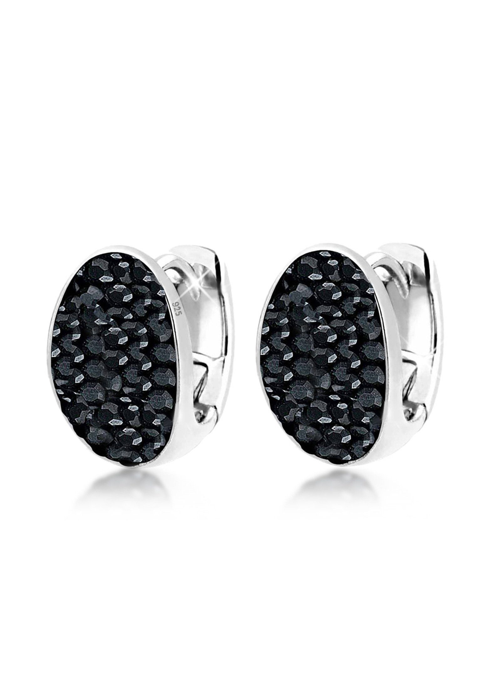 Elli Paar Creolen Creolen Schwarz 925 Silber, mit Kristallen von Swarovski® günstig online kaufen