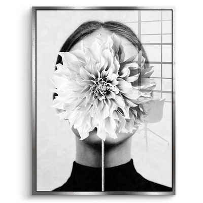 DOTCOMCANVAS® Acrylglasbild White flower - Acrylglas, Acrylglasbild grau schwarz weiß Blume Frau Mensch Portrait Wandbild