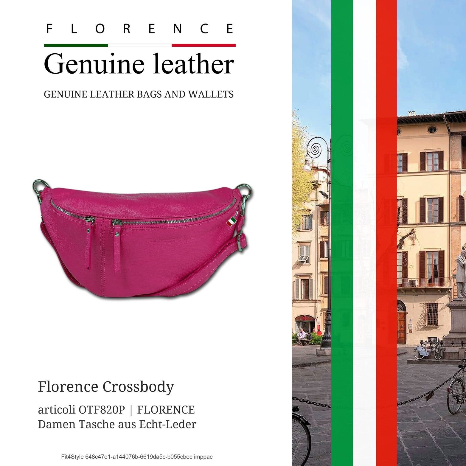 FLORENCE Gürteltasche Florence Echtleder Gürteltasche extragroß (Gürteltasche, Gürteltasche), Damen Tasche Echtes Leder pink, fuchsia, Made-In Italy
