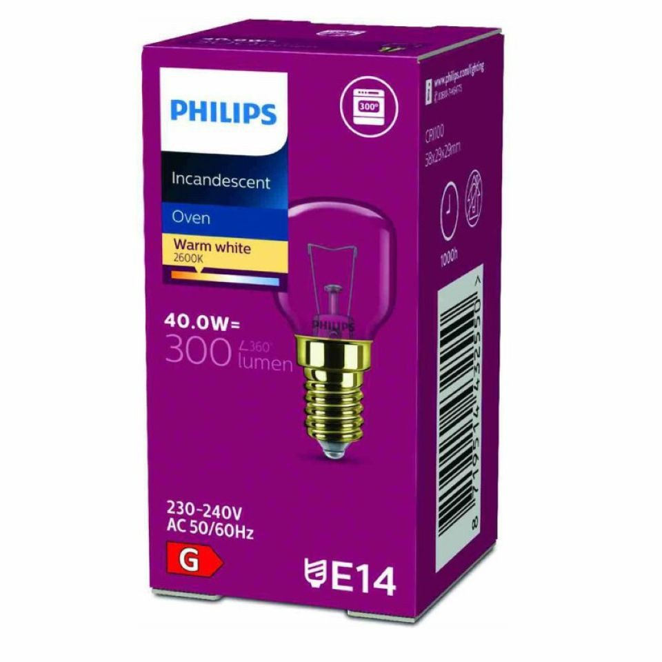 Philips Lighting Spezialleuchtmittel Bfm40WE14kl300°, E14, 1 St., 2.600 K, für die meisten Backöfen geeignet