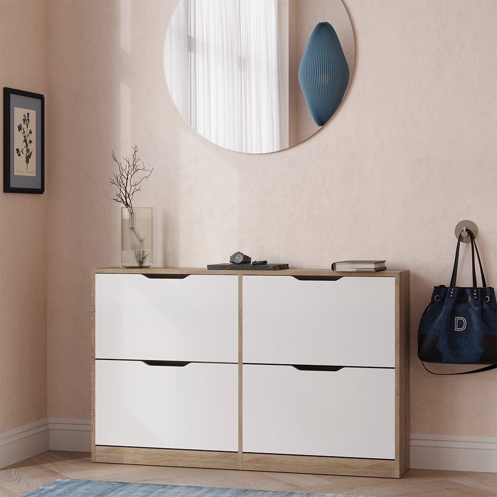 Vicco Schuhkipper Luca, Sonoma/Weiß, 116.6 x 72.5 cm mit 4 Fächern (1 St)