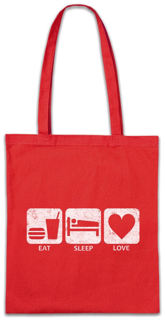 Urban Backwoods Beuteltasche Eat Sleep Love Stofftasche Liebe Herz Heart Freie Free Gay 60s Hippie (1-tlg), Flower Power Sechziger 60er