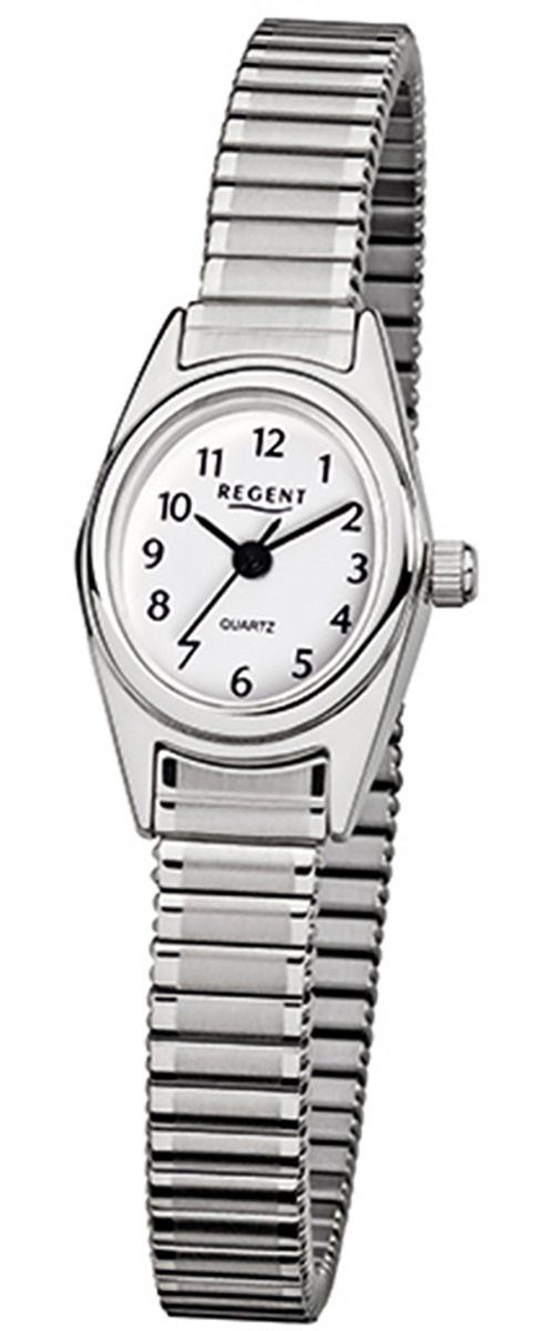 Regent Quarzuhr Regent Damen-Armbanduhr silber Analog F-262, Damen Armbanduhr rund, klein (ca. 19mm), Edelstahlarmband
