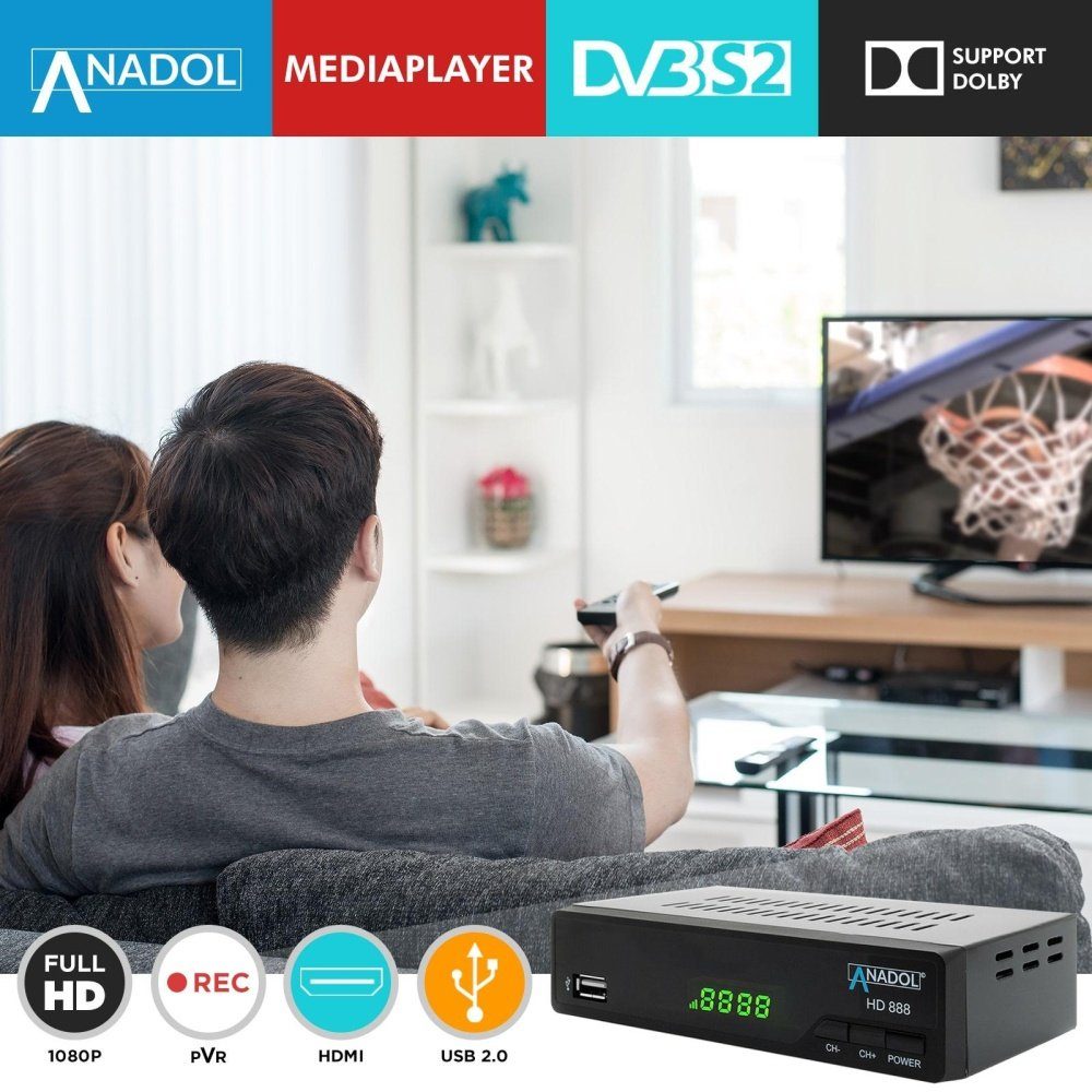 Sat-Receiver digitaler Satellitenreceiver HD Anadol HD 888 Full