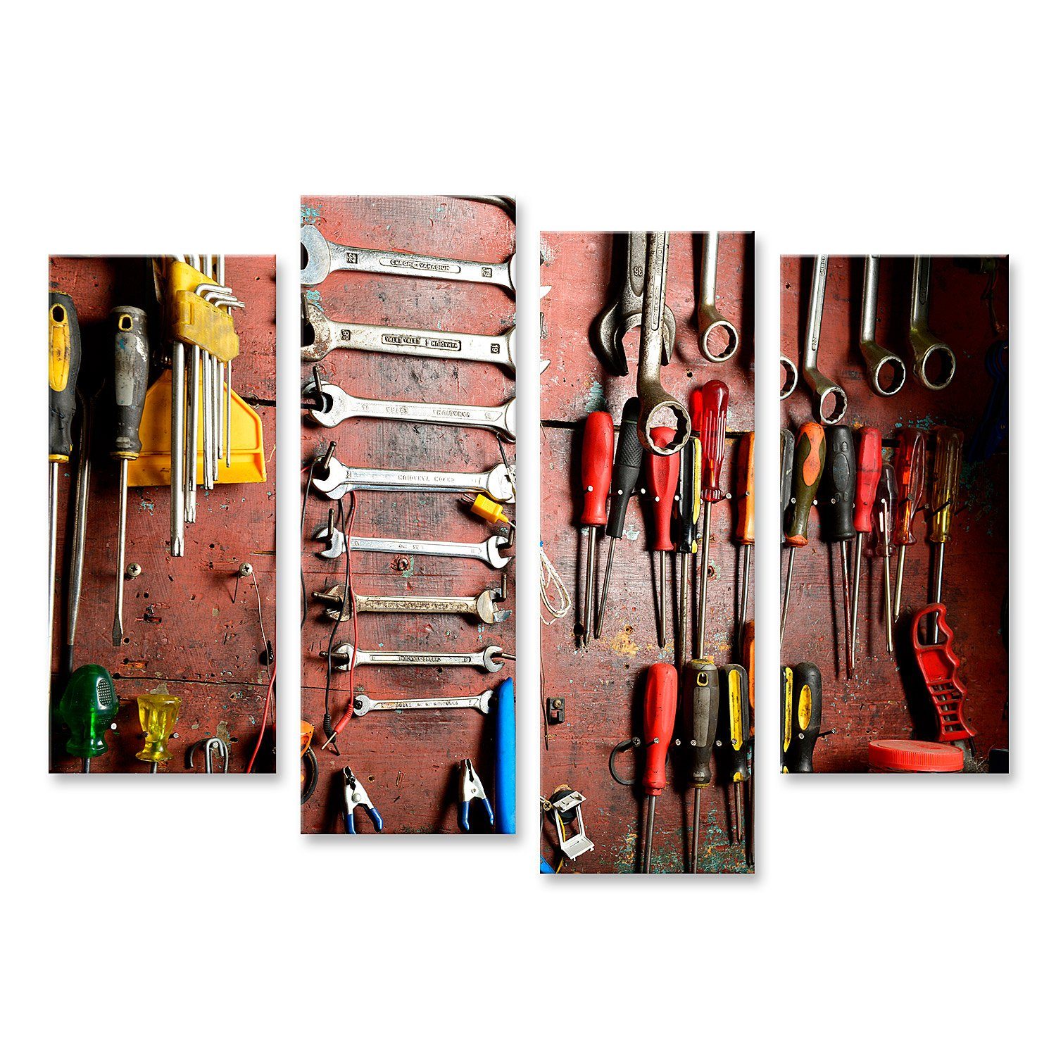 islandburner Leinwandbild Bild auf Leinwand Mechanische Werkstatt Werkzeuge Wandbild Leinwandbi