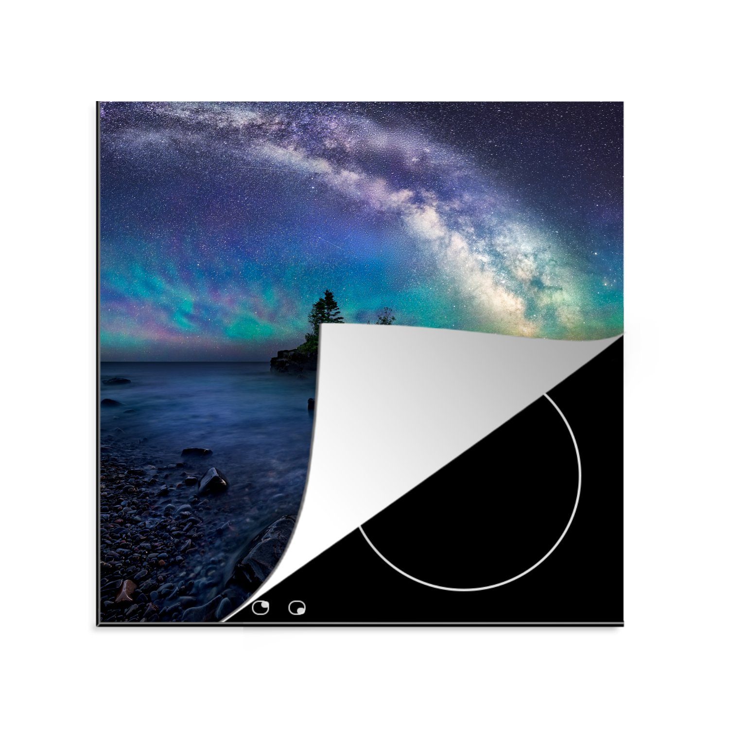 MuchoWow Herdblende-/Abdeckplatte Sterne an einem bunten Himmel, Vinyl, (1 tlg), 78x78 cm, Ceranfeldabdeckung, Arbeitsplatte für küche | Herdabdeckplatten